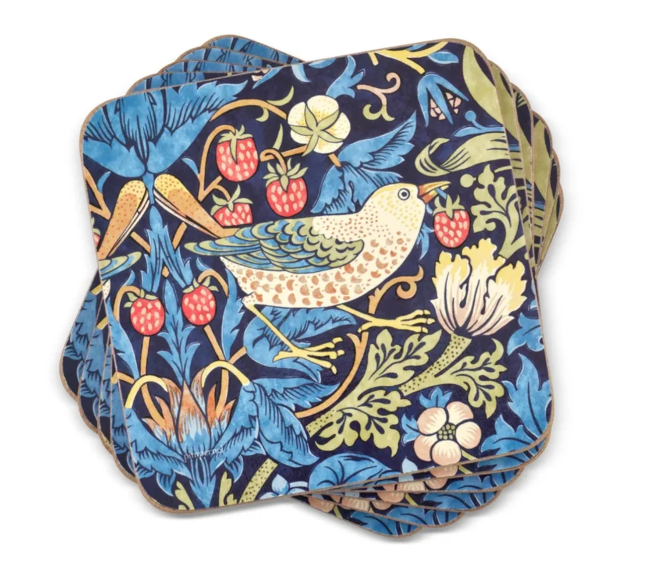 Strawberry Thief Blue Coasters - Image 2