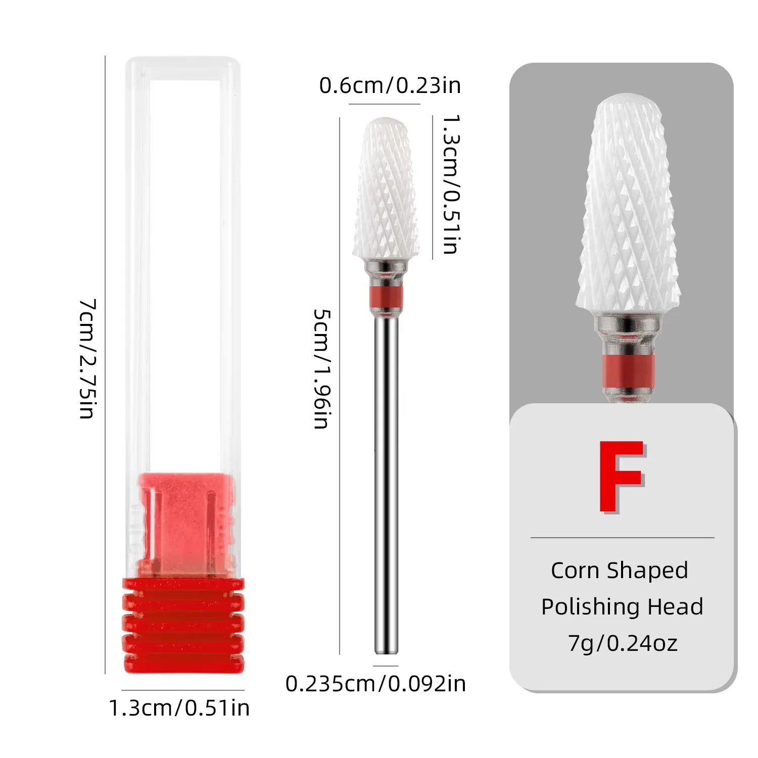CERAMIC NAIL BIT (Cone)  Red, F #409, 1 PCS