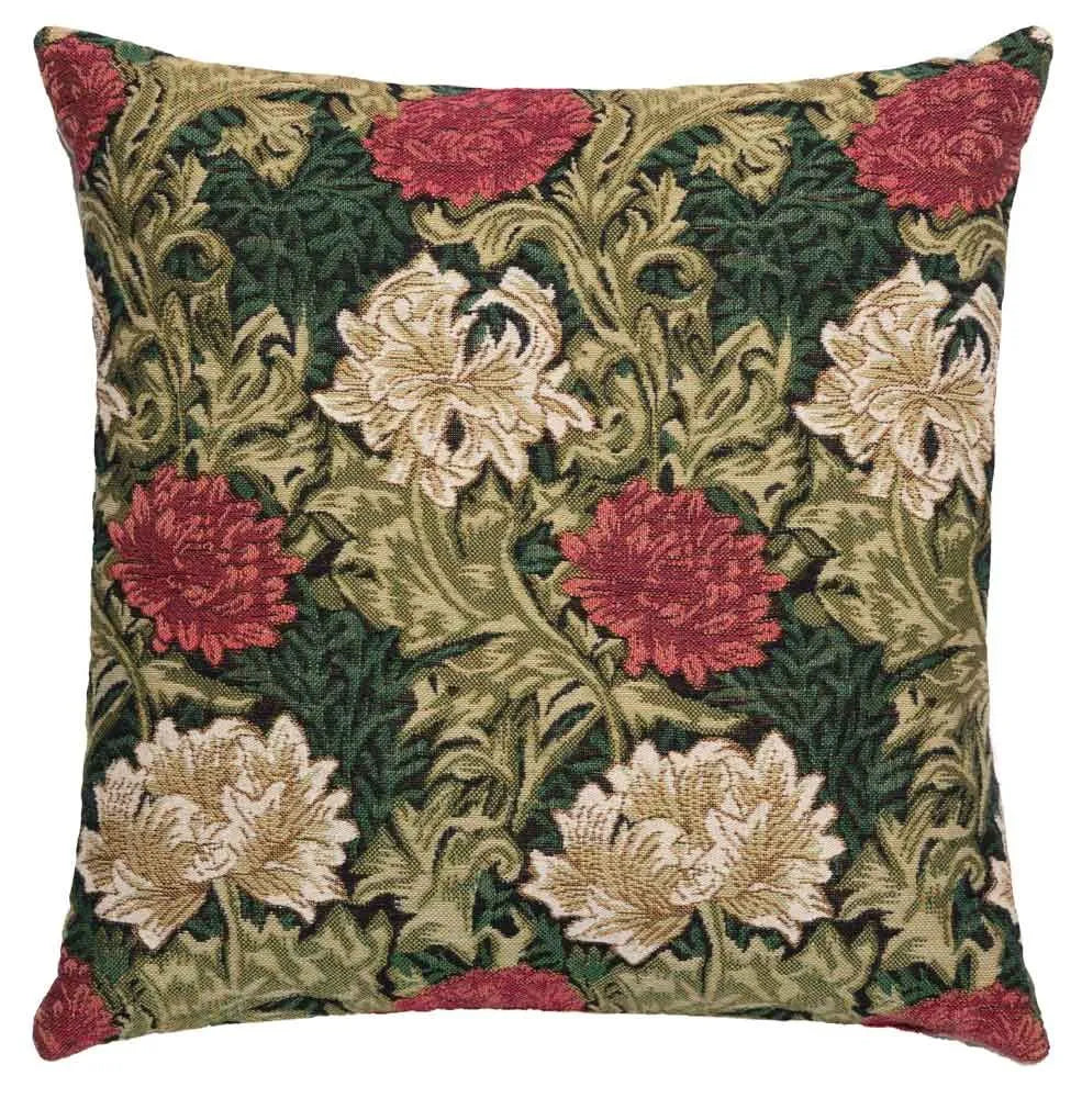 Morris Chrysanthemums Green Pillow-923 - Image 1