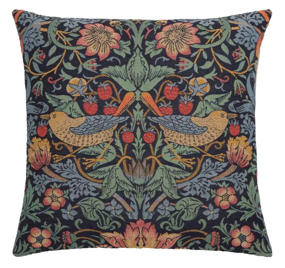 Morris Strawberry Thief Blue Birds Pillow-925