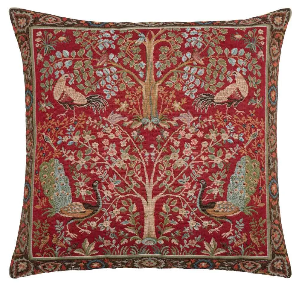Morris Birds and Trees Red Pillow-935