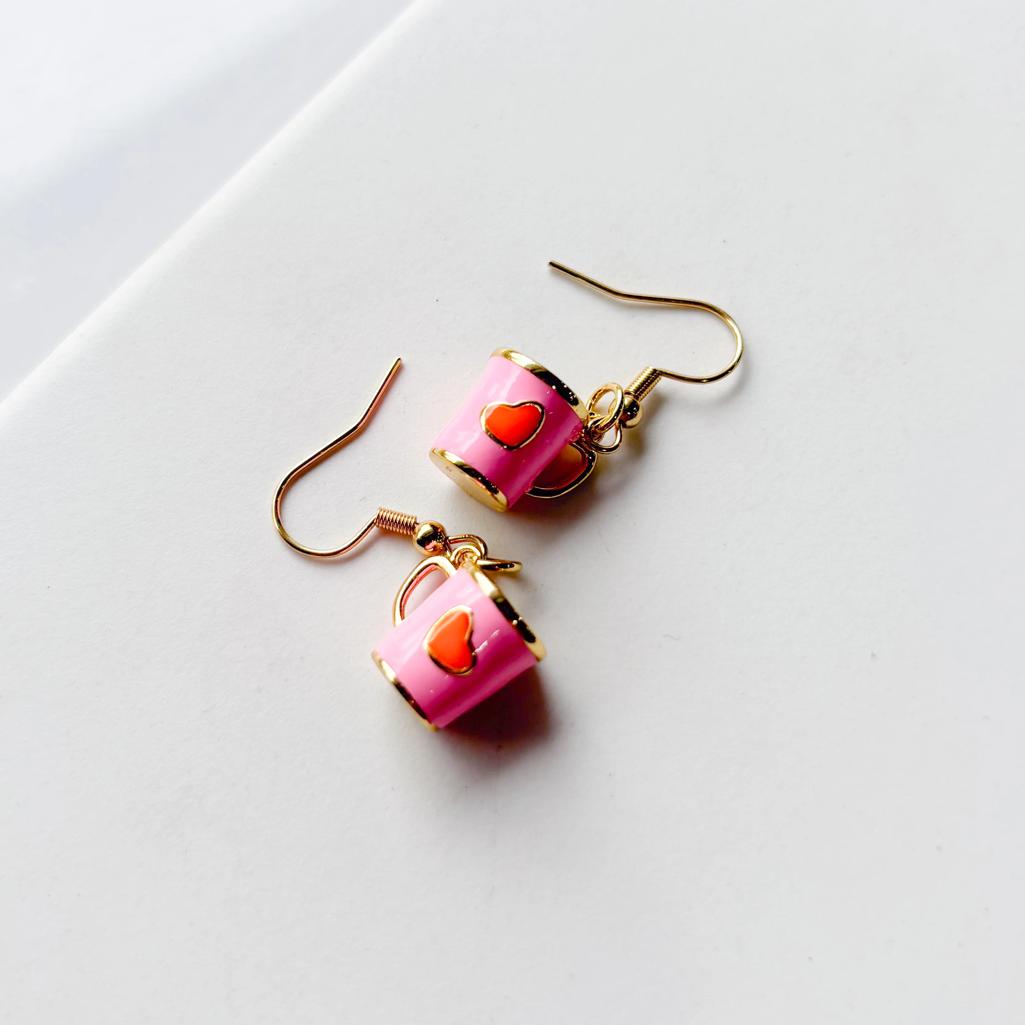 PINK MUG CHARM EARRINGS