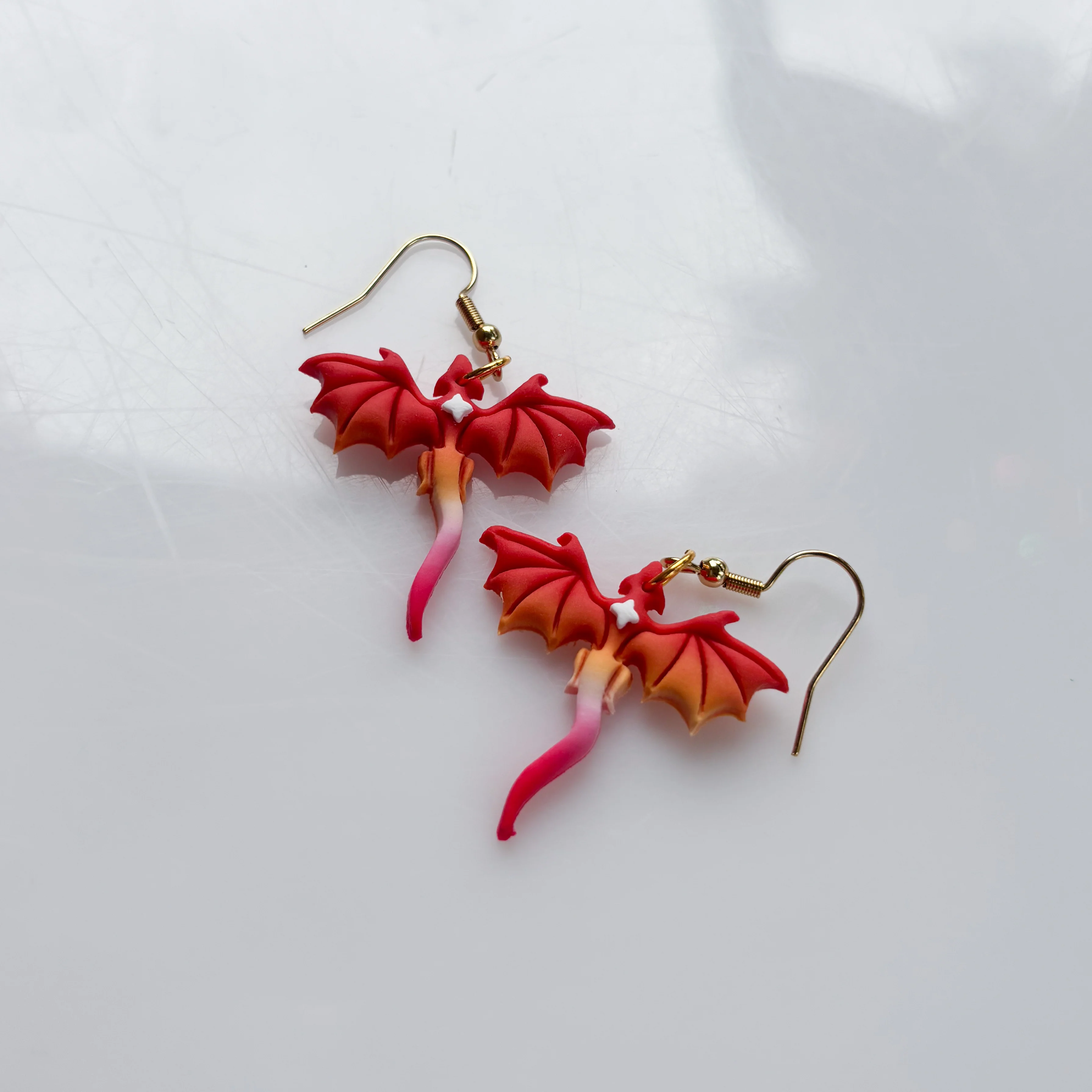 MINI DRAGON EARRINGS (LESBIAN FLAG) - Image 2