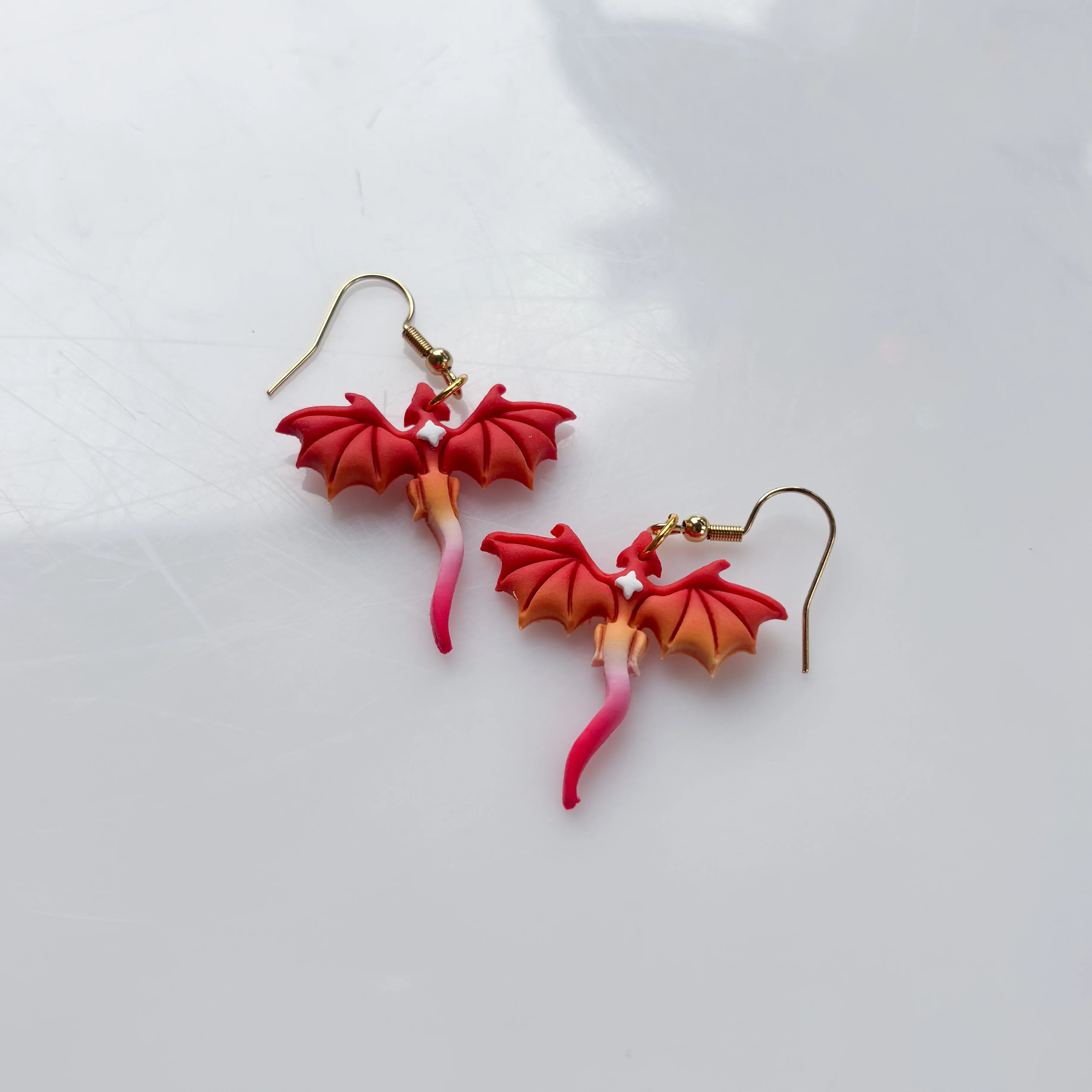 MINI DRAGON EARRINGS (LESBIAN FLAG) - Image 3