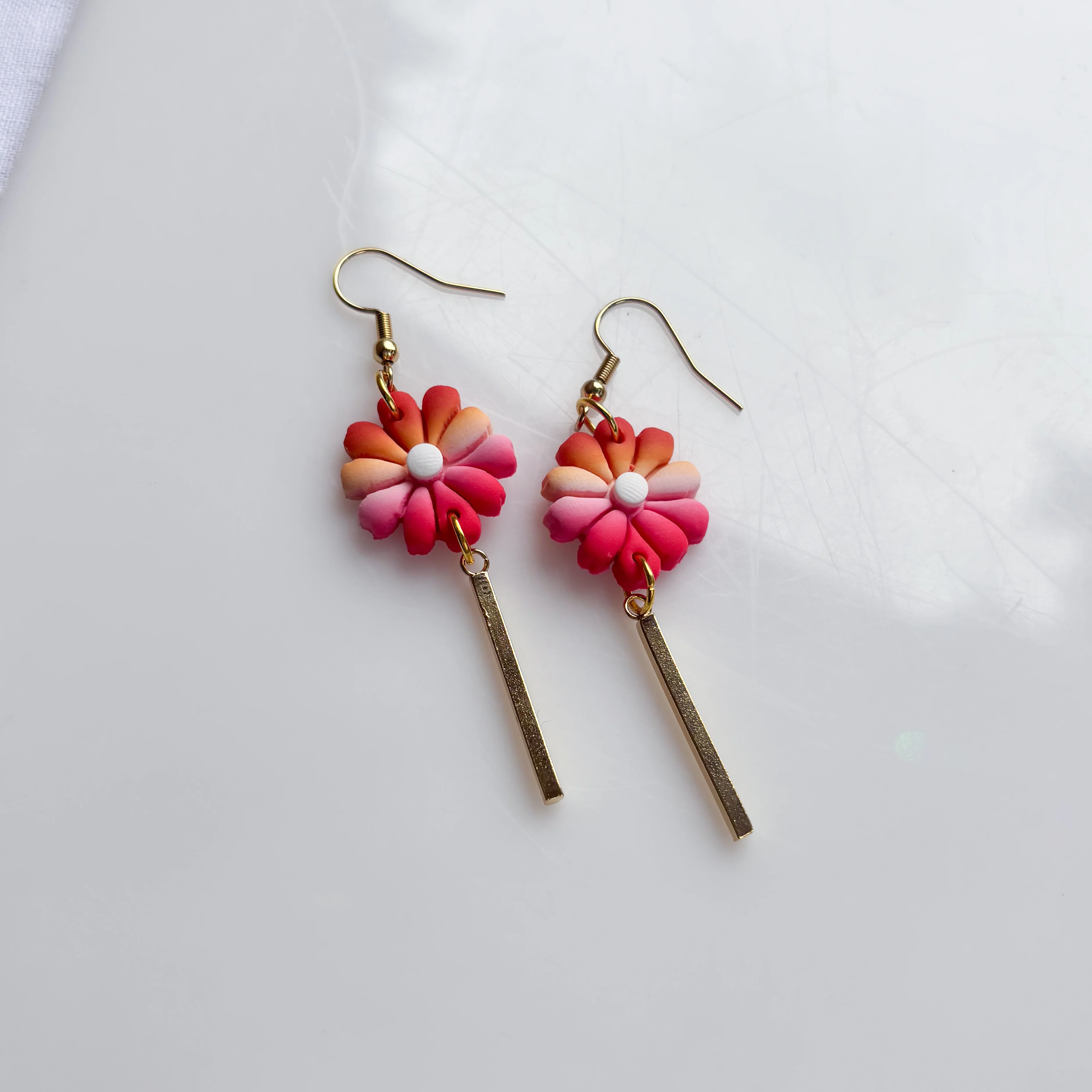 FLOWER EARRINGS (LESBIAN FLAG) - Image 2