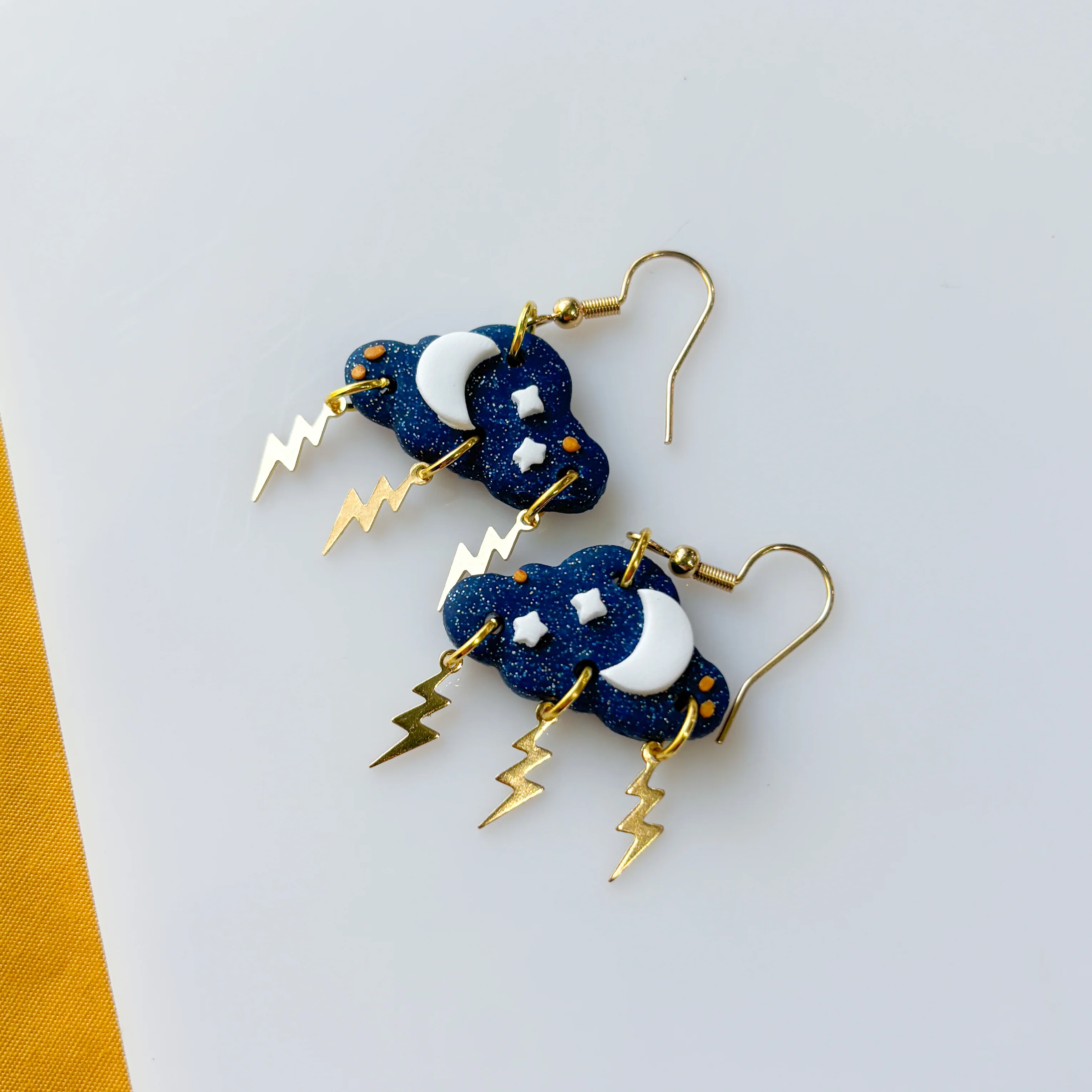 DARK BLUE STORM CLOUD EARRINGS - Image 2