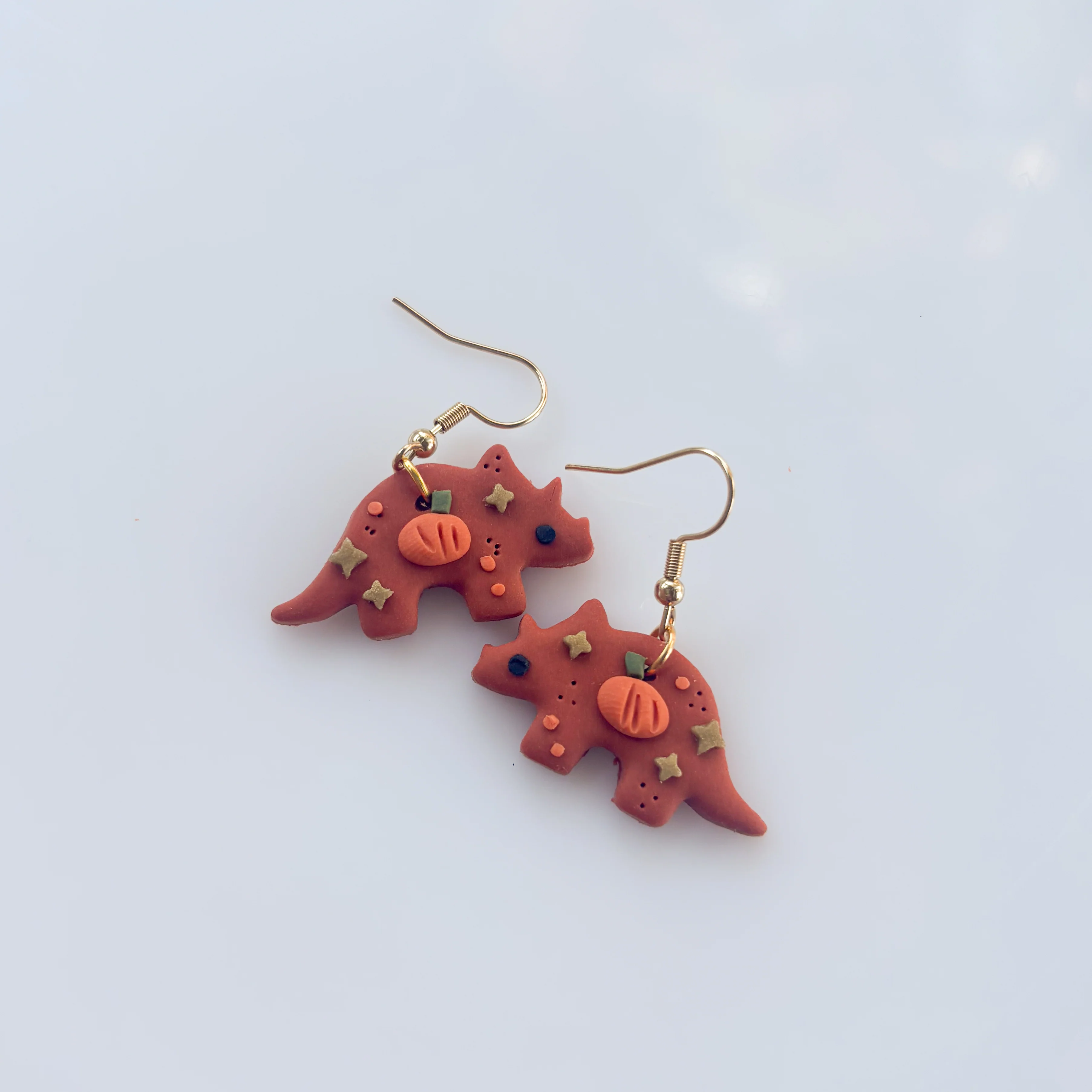 PUMPKIN TRICERATOPS EARRINGS - Image 2