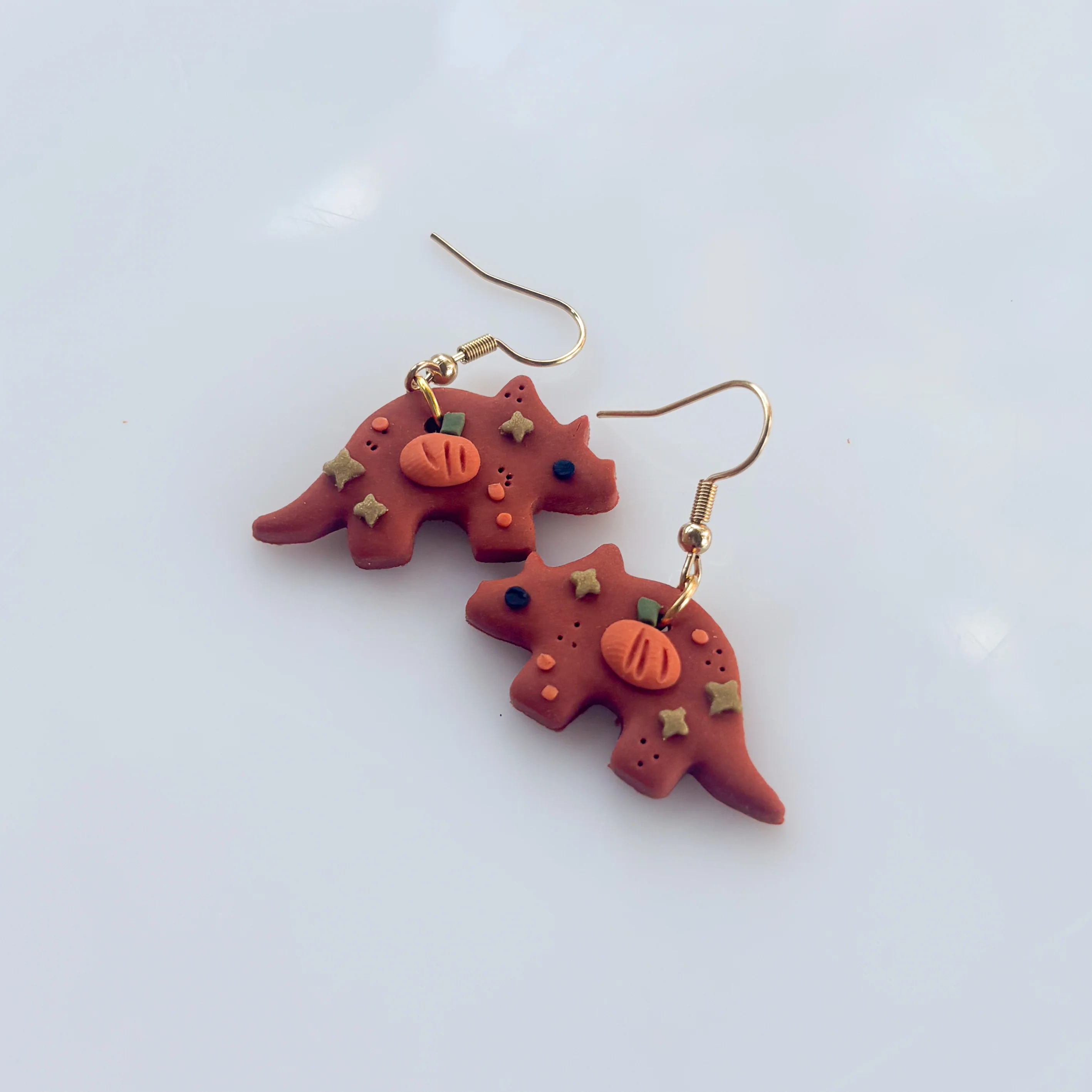 PUMPKIN TRICERATOPS EARRINGS - Image 3