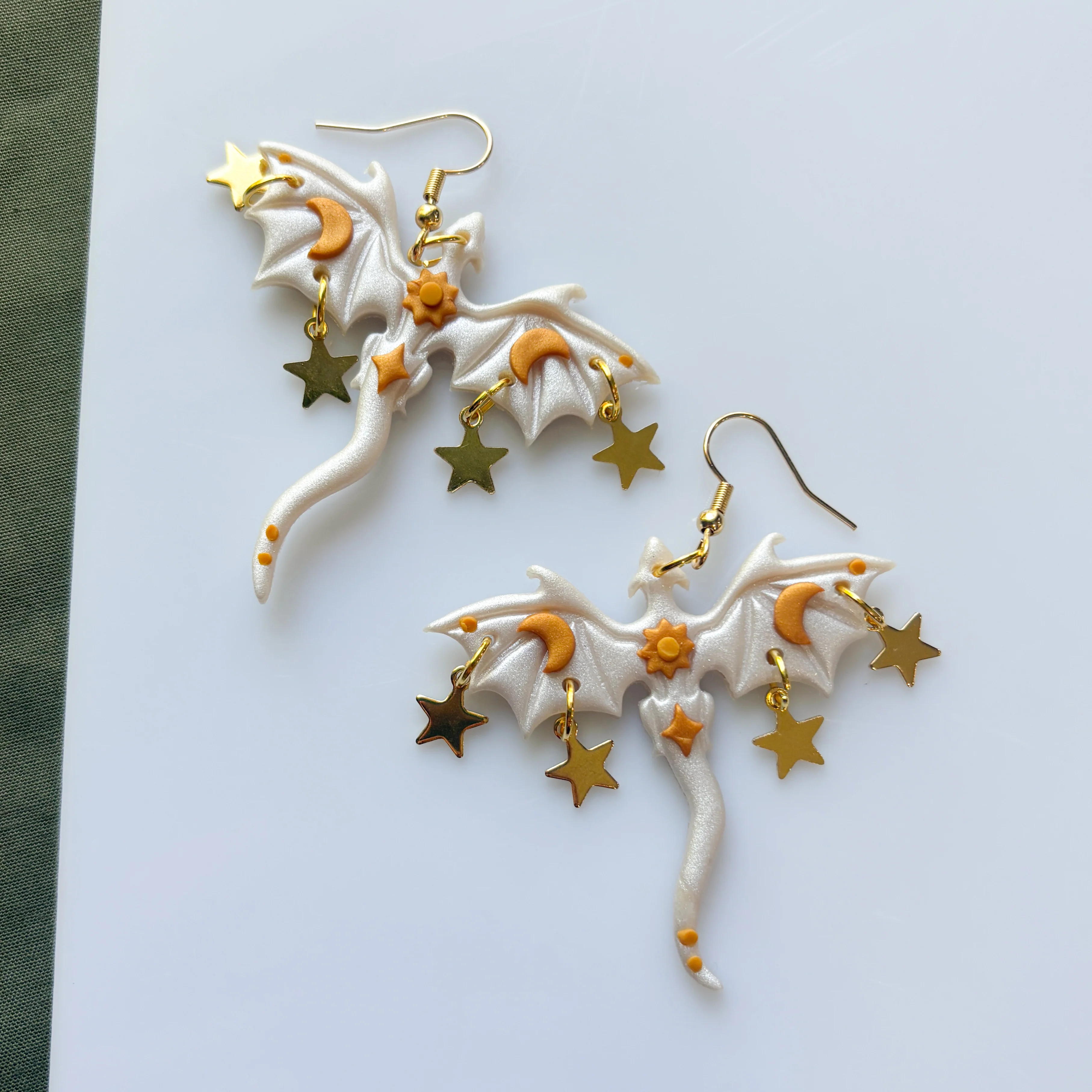 PEARLY SUN DRAGON EARRINGS - Image 1
