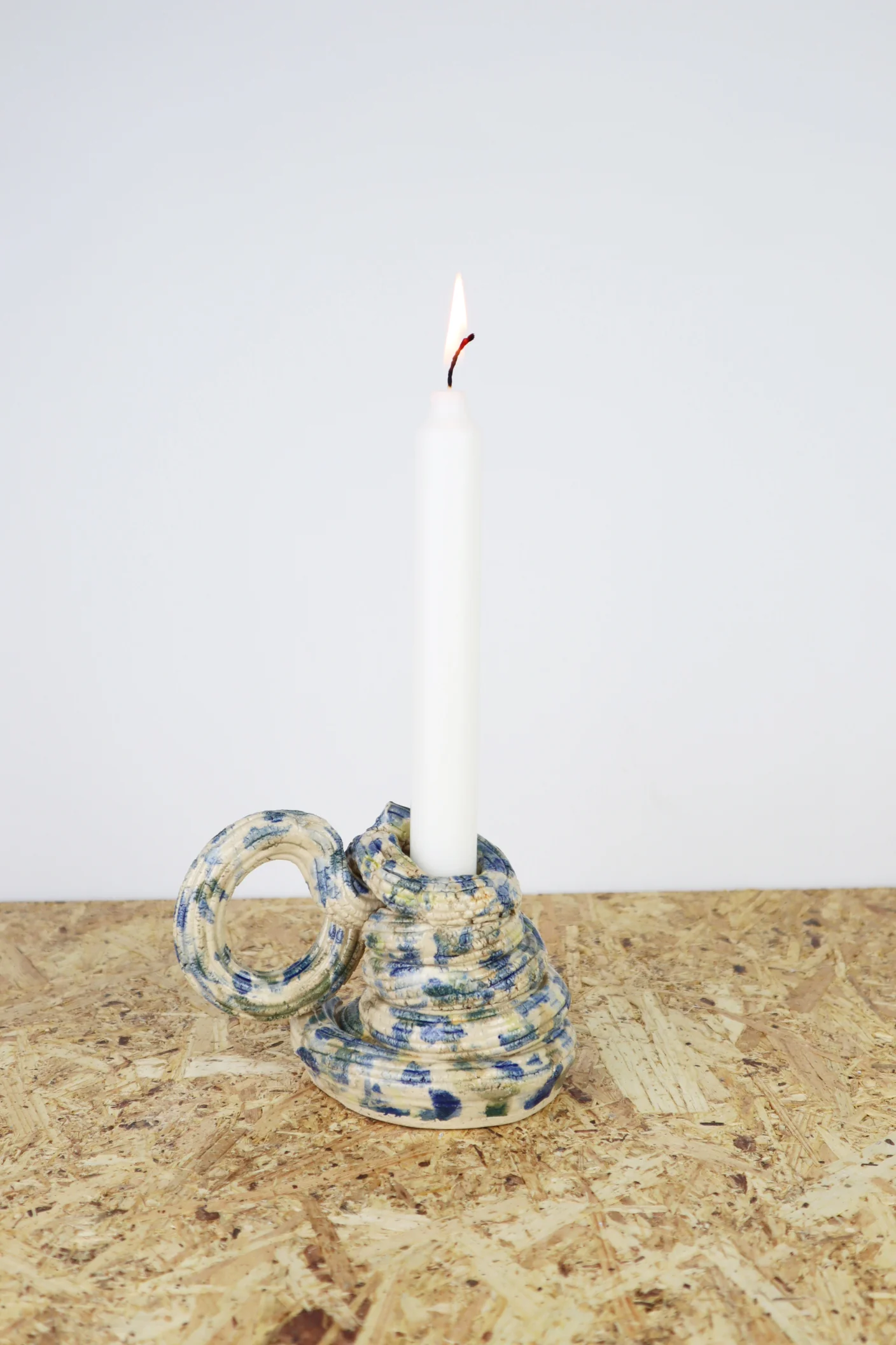 Extruded candleholder – Blue & green & more dots- bigger version