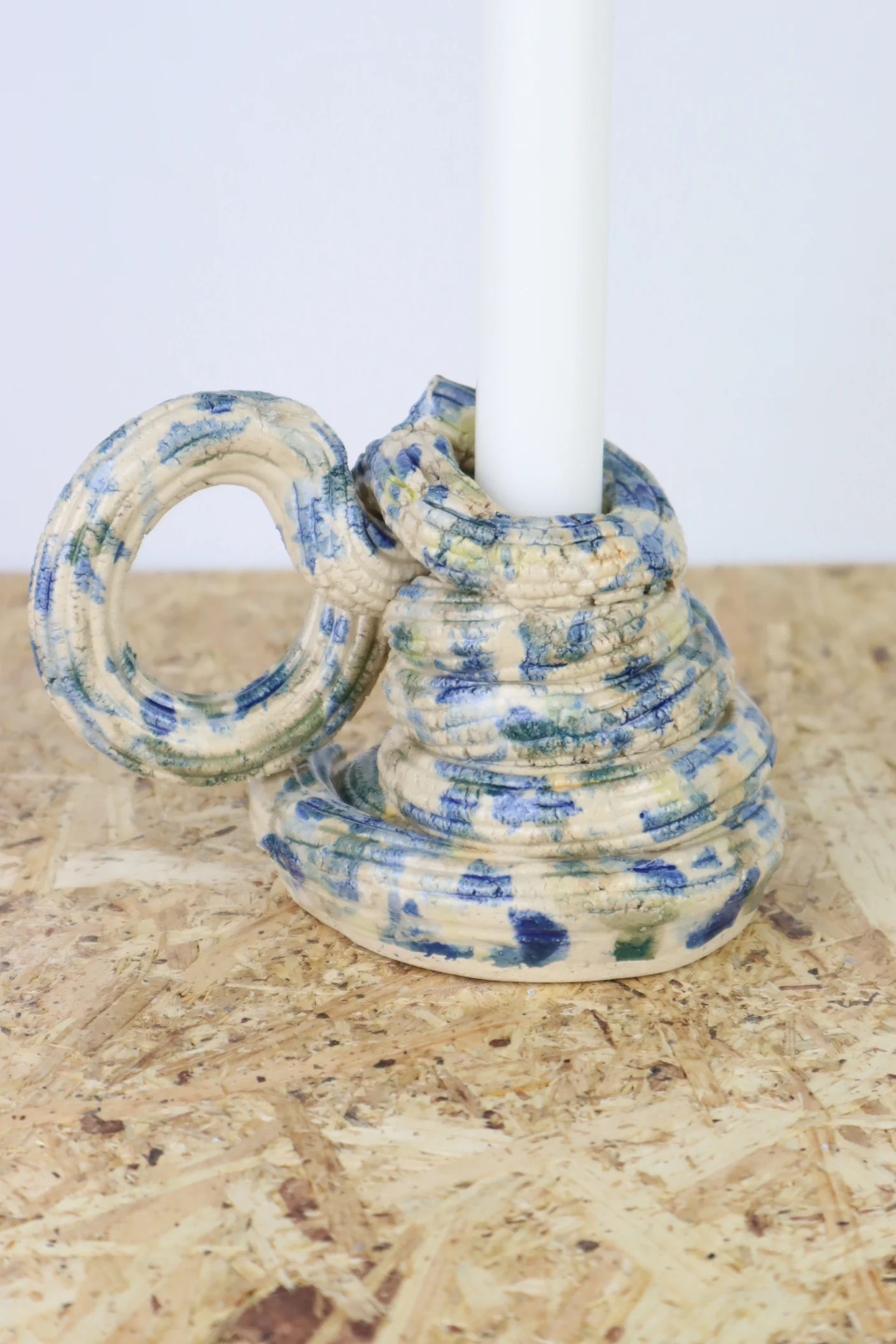 Extruded candleholder - Blue & green & more dots- bigger version - Image 2