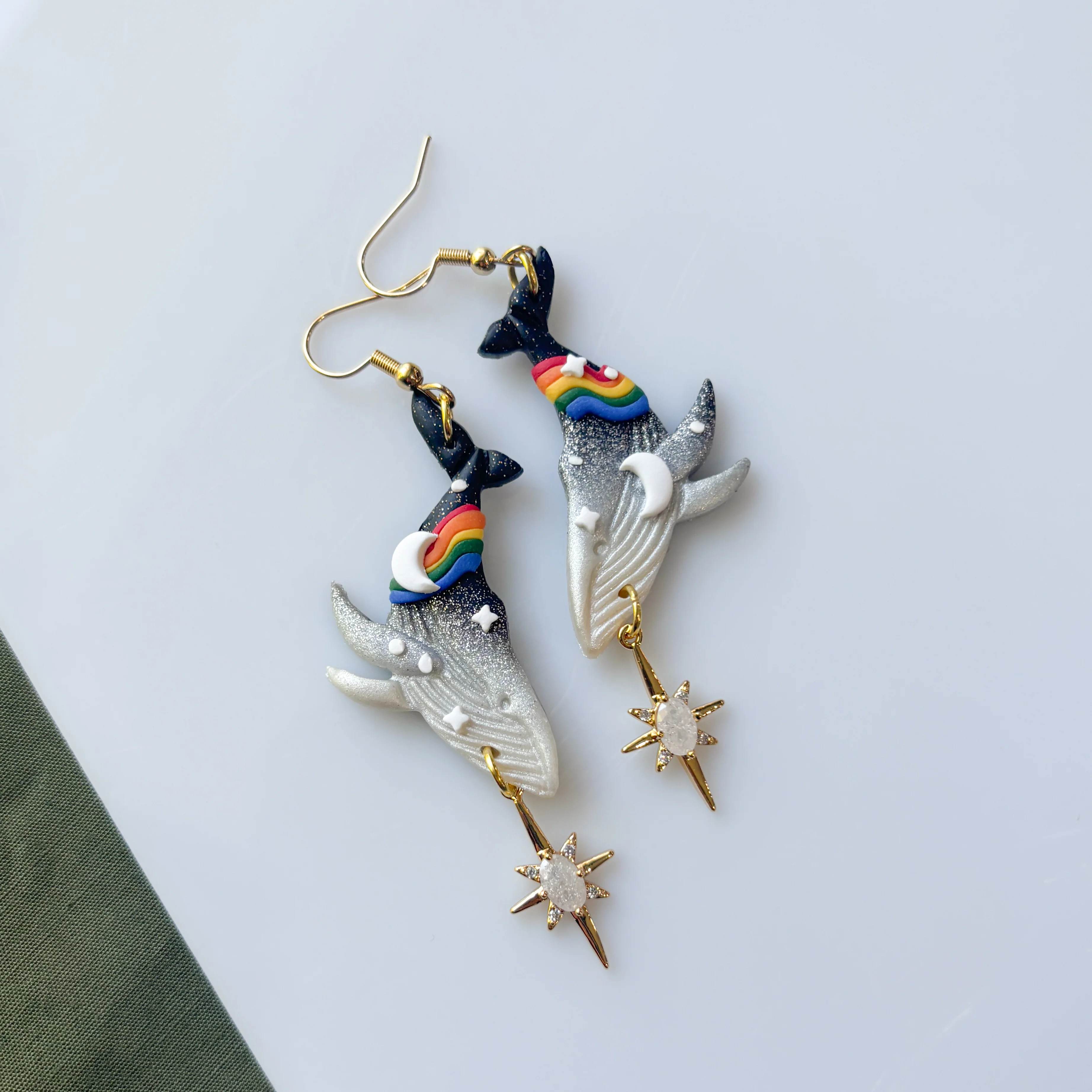 RAINBOW WHALE EARRINGS - Image 1