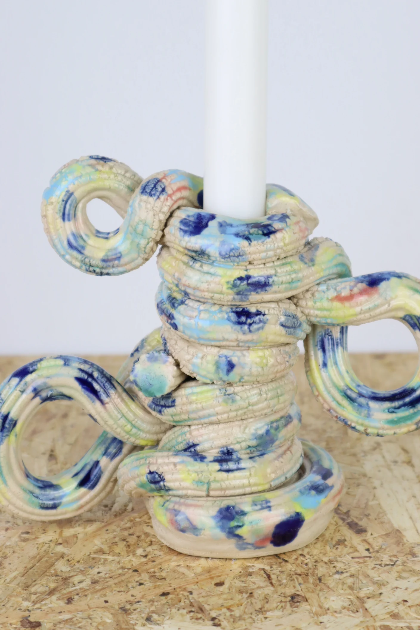 Extruded candle holder- pastel and blue drip - nr.05 - Image 2