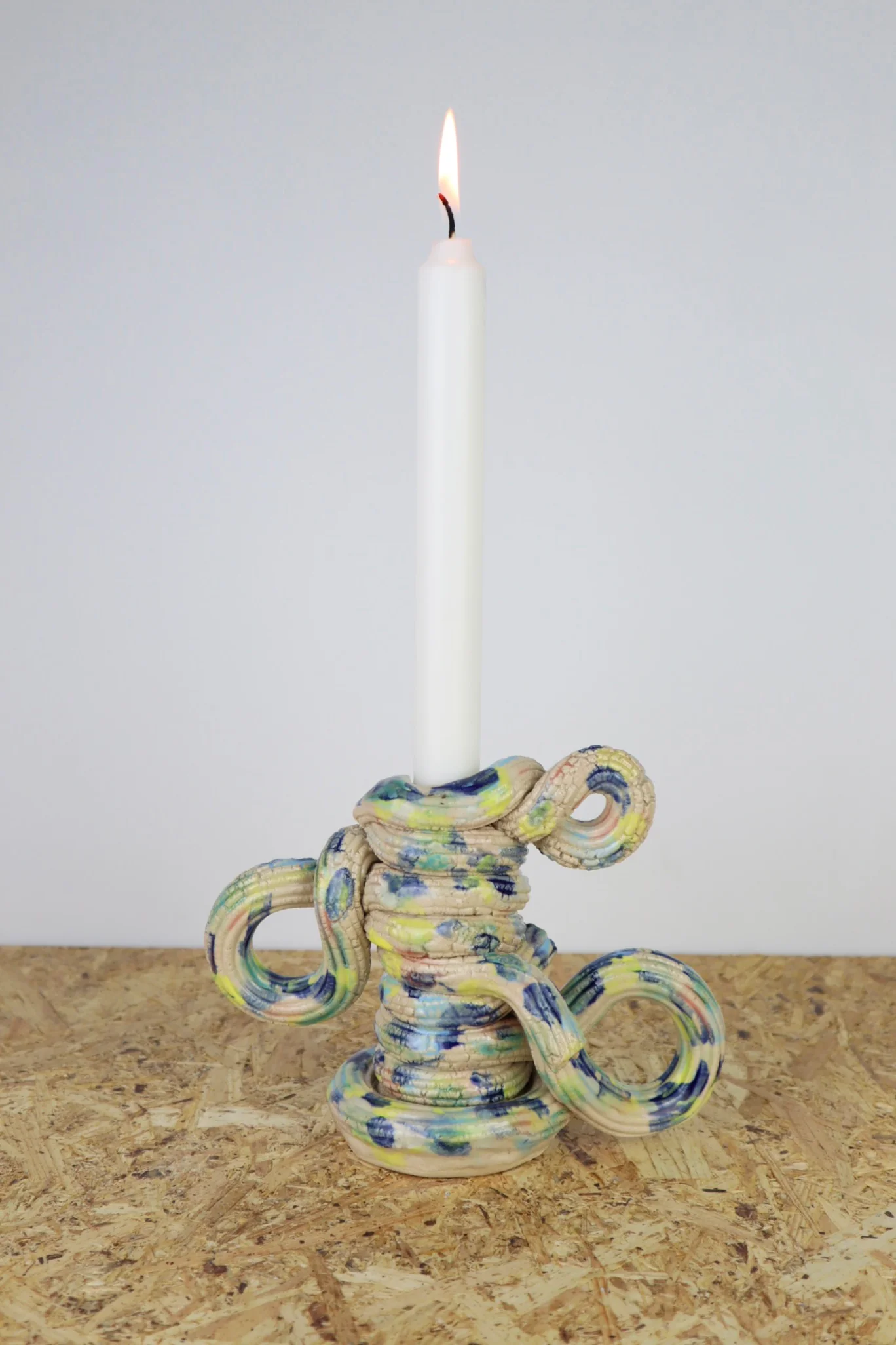 Extruded candle holder- pastel and blue drip - nr.05 - Image 3