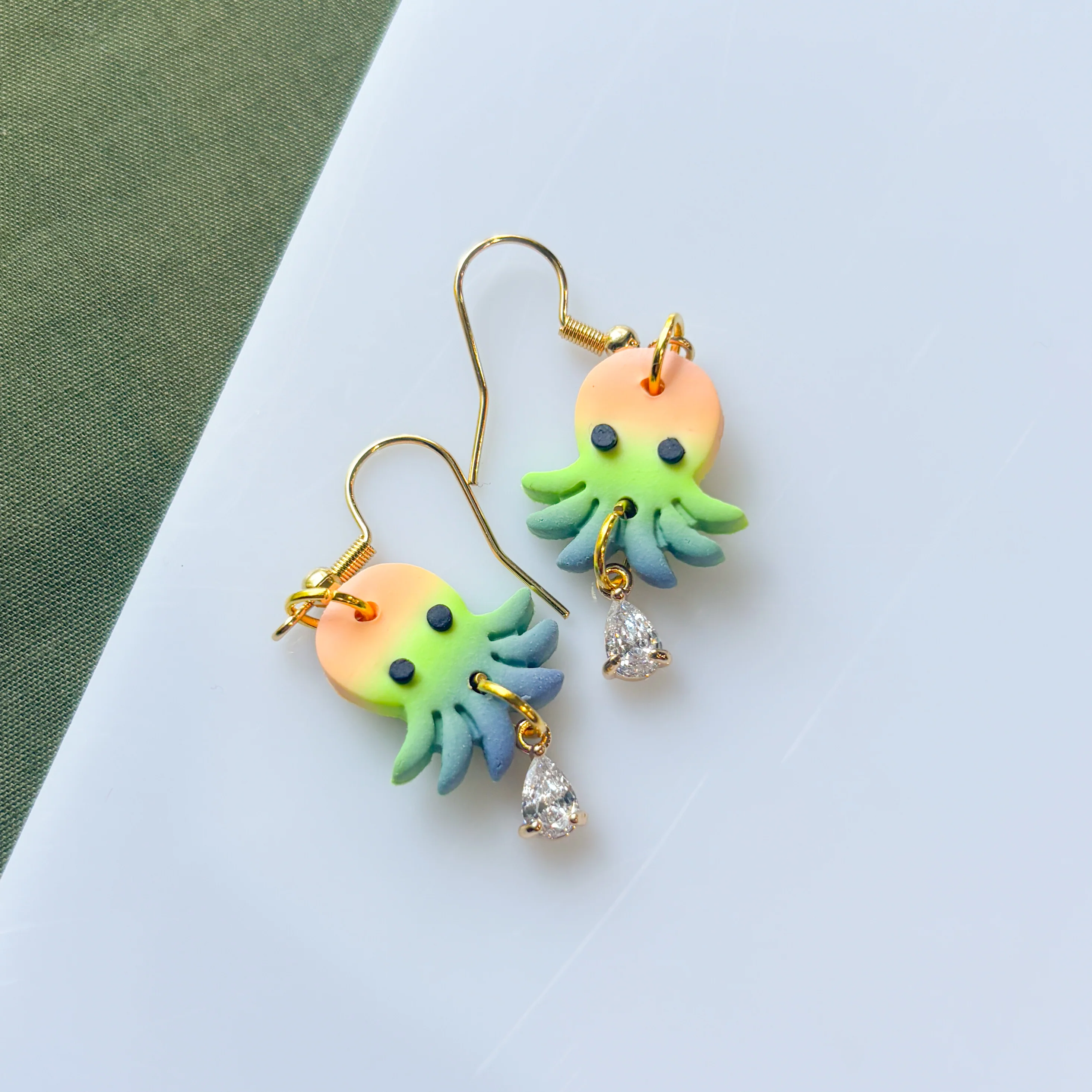 PASTEL RAINBOW OCTOPUS EARRINGS - Image 1