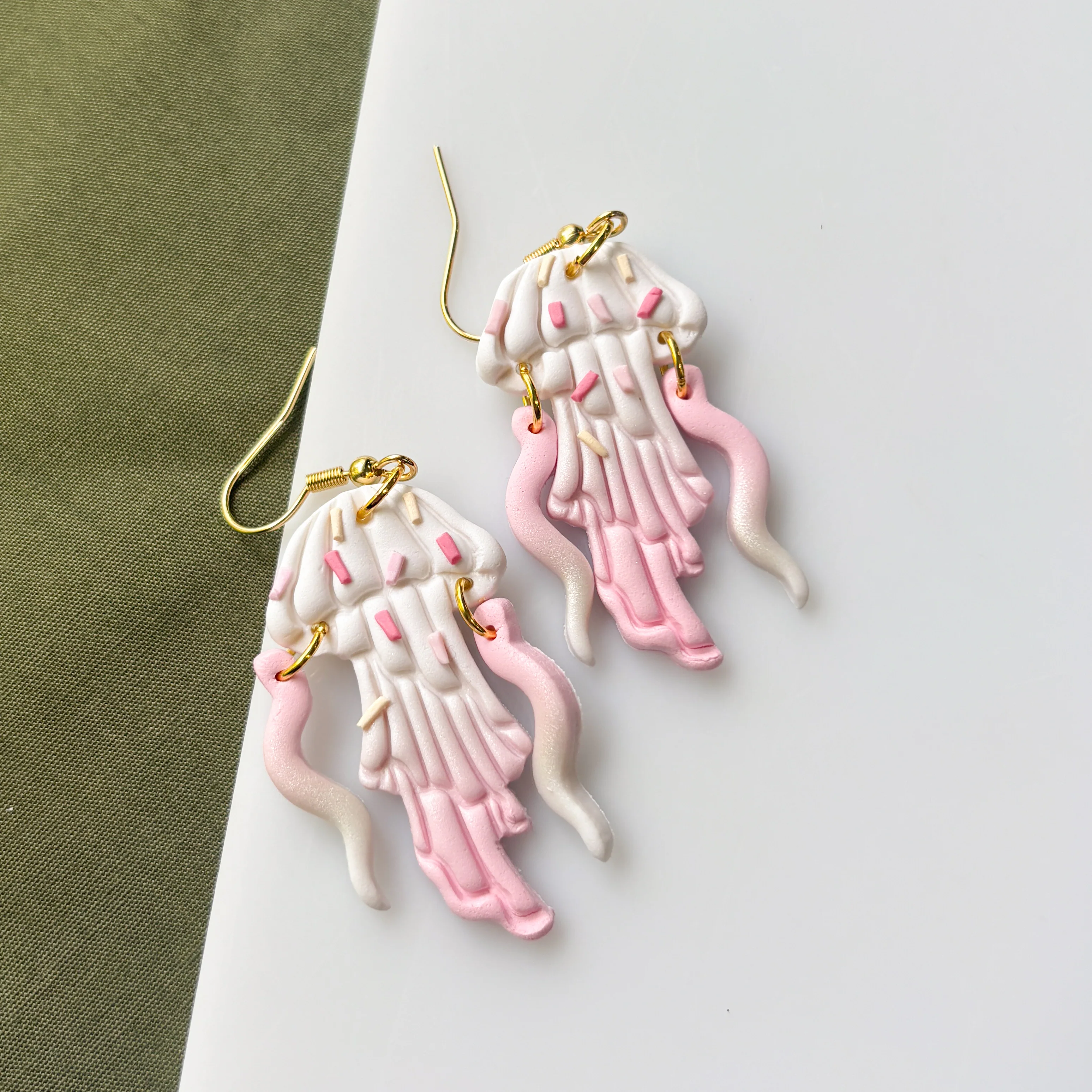 STRAWBERRY VANILLA SPRINKLE JELLYFISH EARRINGS - Image 1