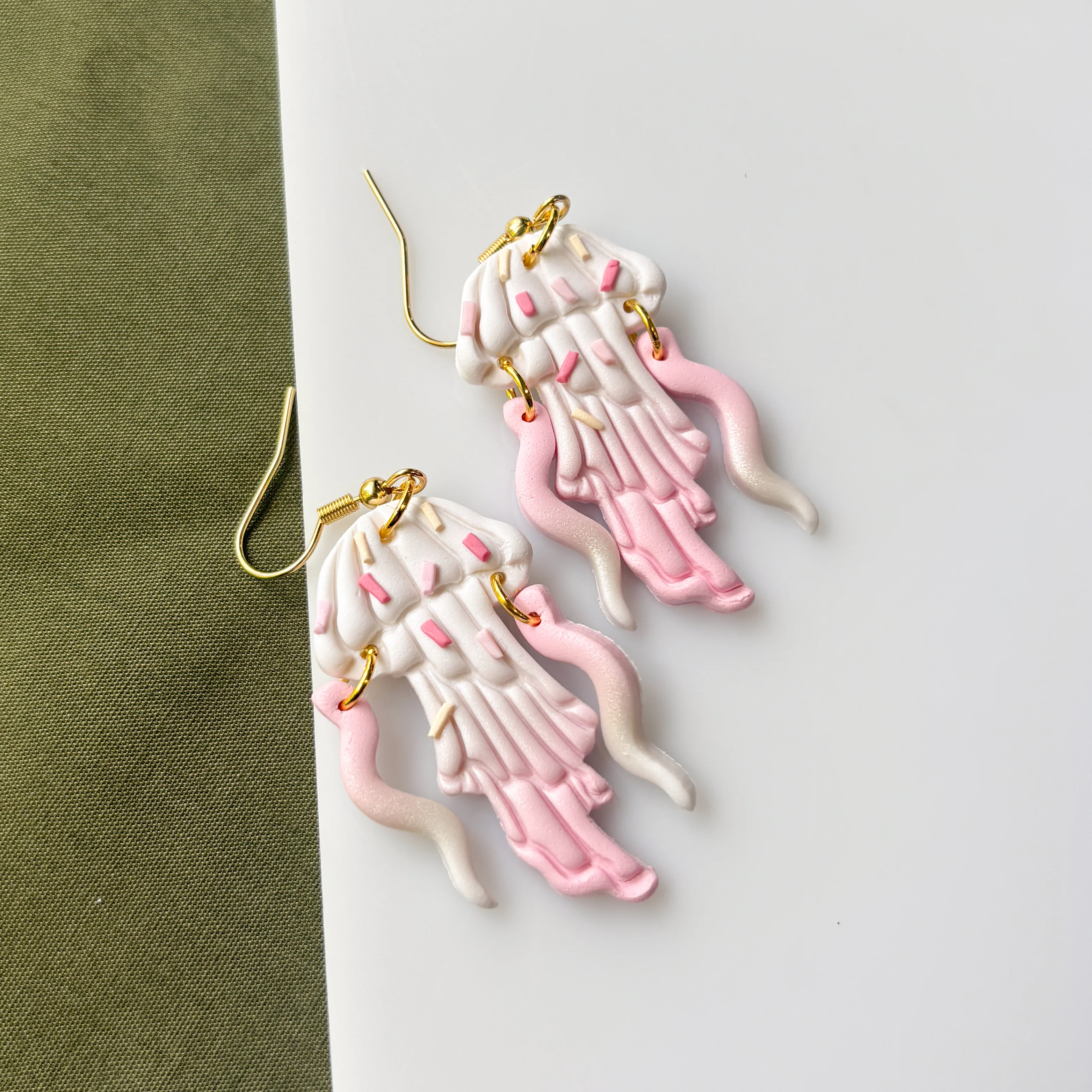 STRAWBERRY VANILLA SPRINKLE JELLYFISH EARRINGS - Image 2