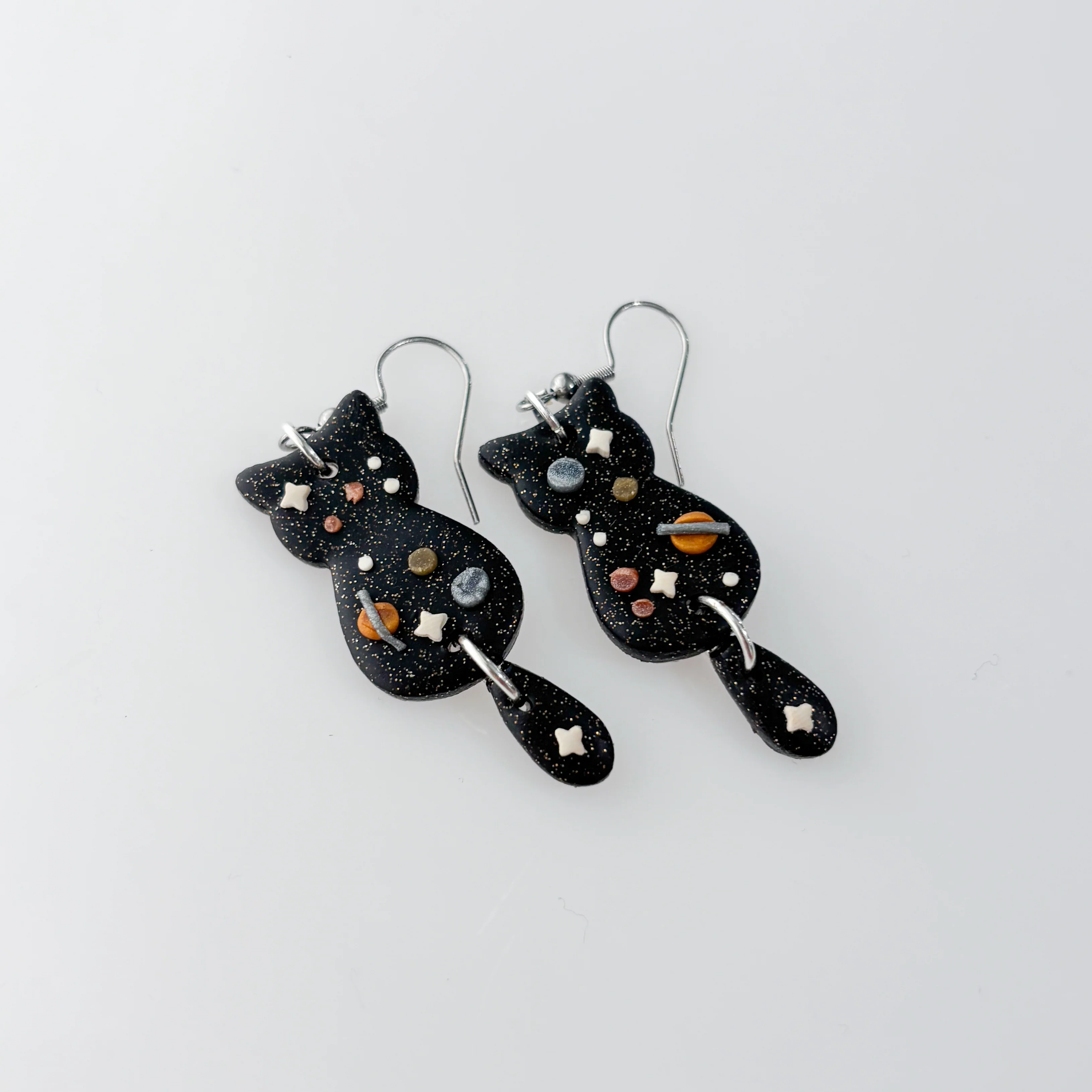 SPACE HANGING TAIL CAT EARRINGS - Image 2