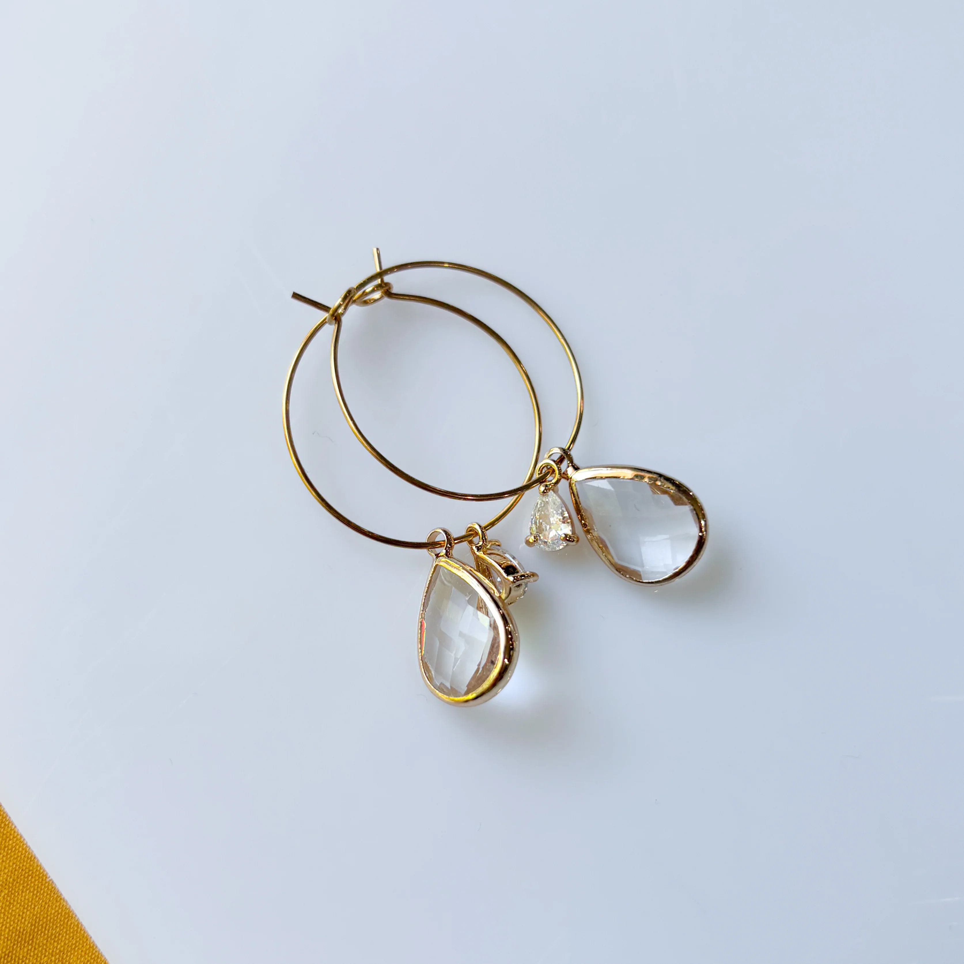 TWO TEARDROP CHARM & HOOP EARRINGS