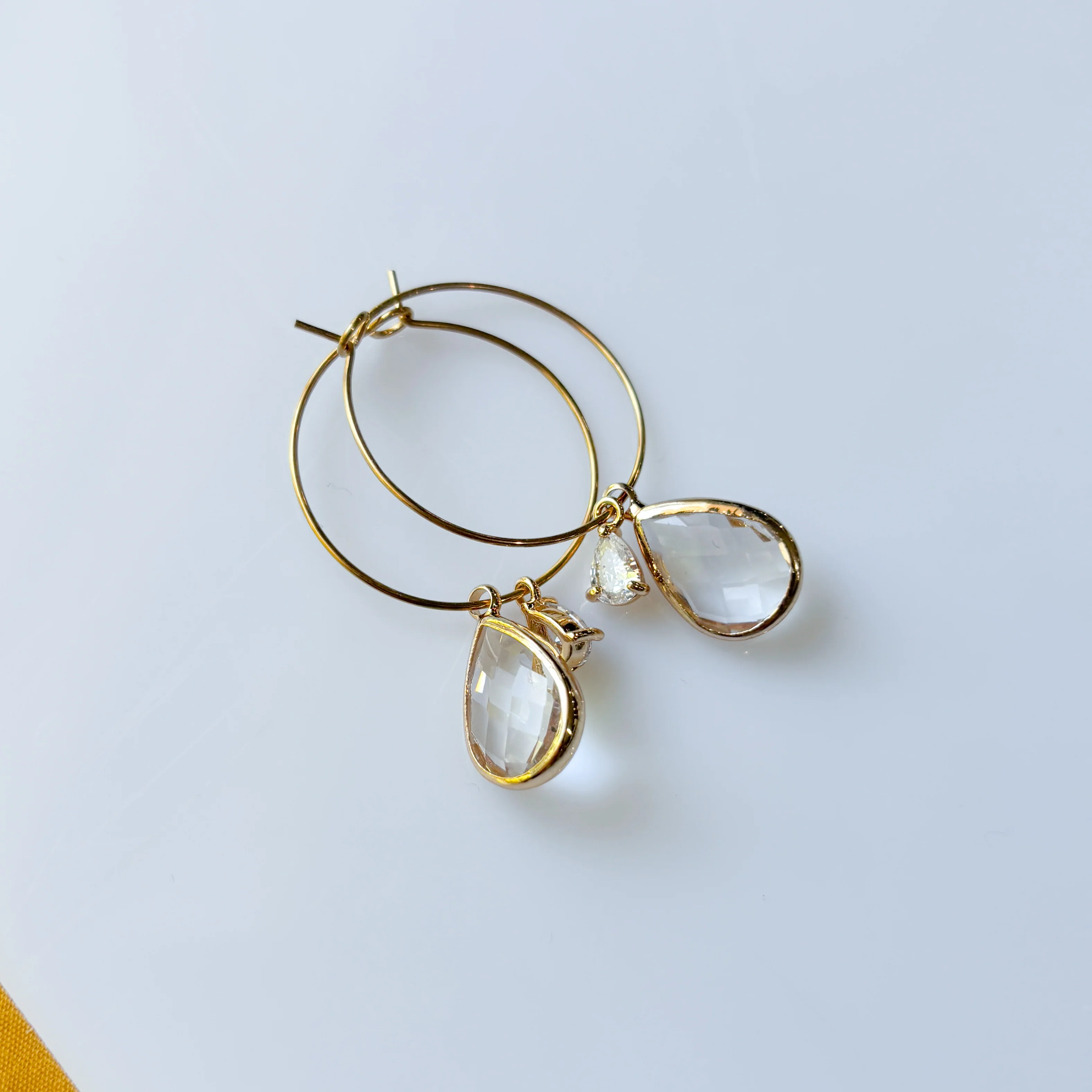 TWO TEARDROP CHARM & HOOP EARRINGS - Image 2