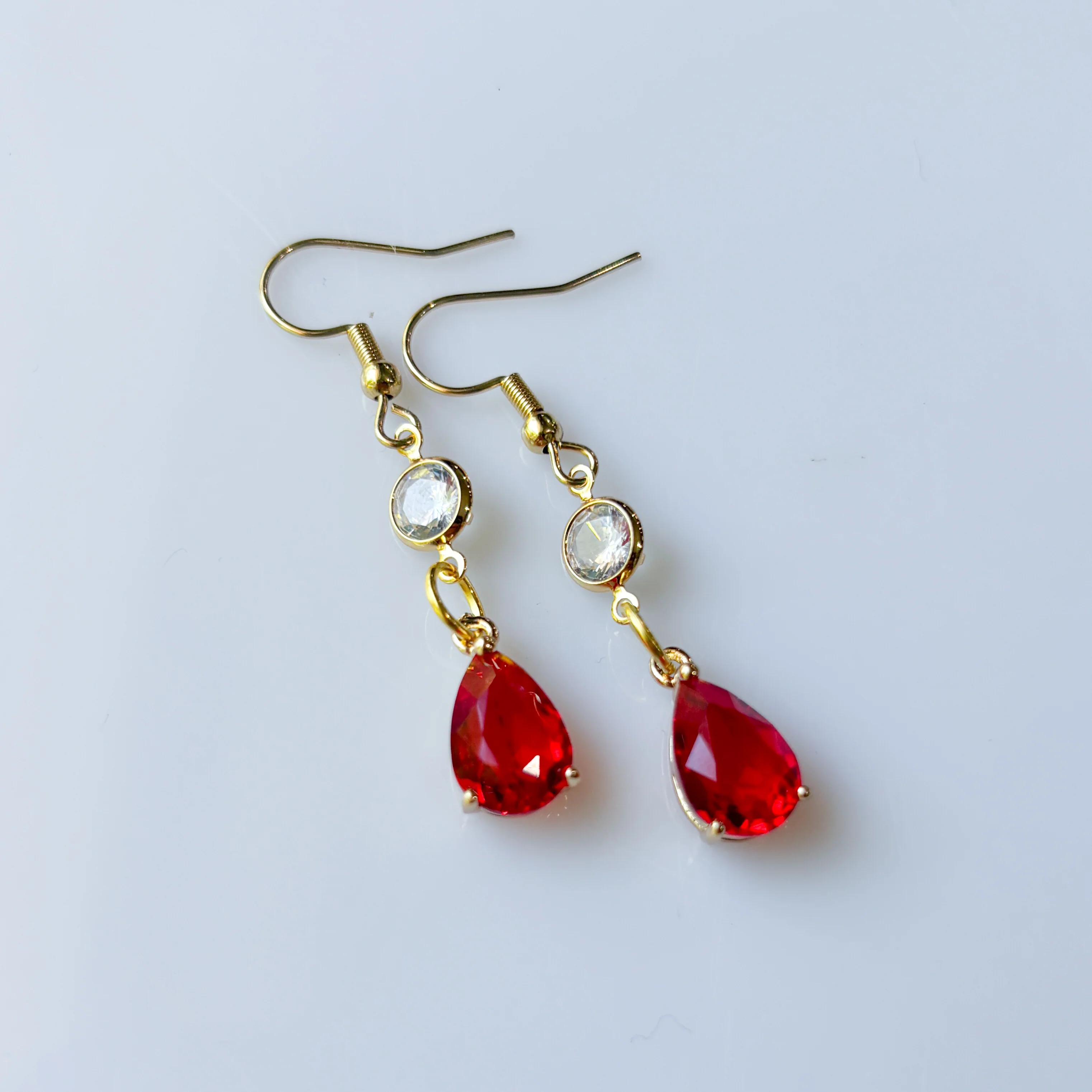 RED TEARDROP CHARM EARRINGS - Image 2