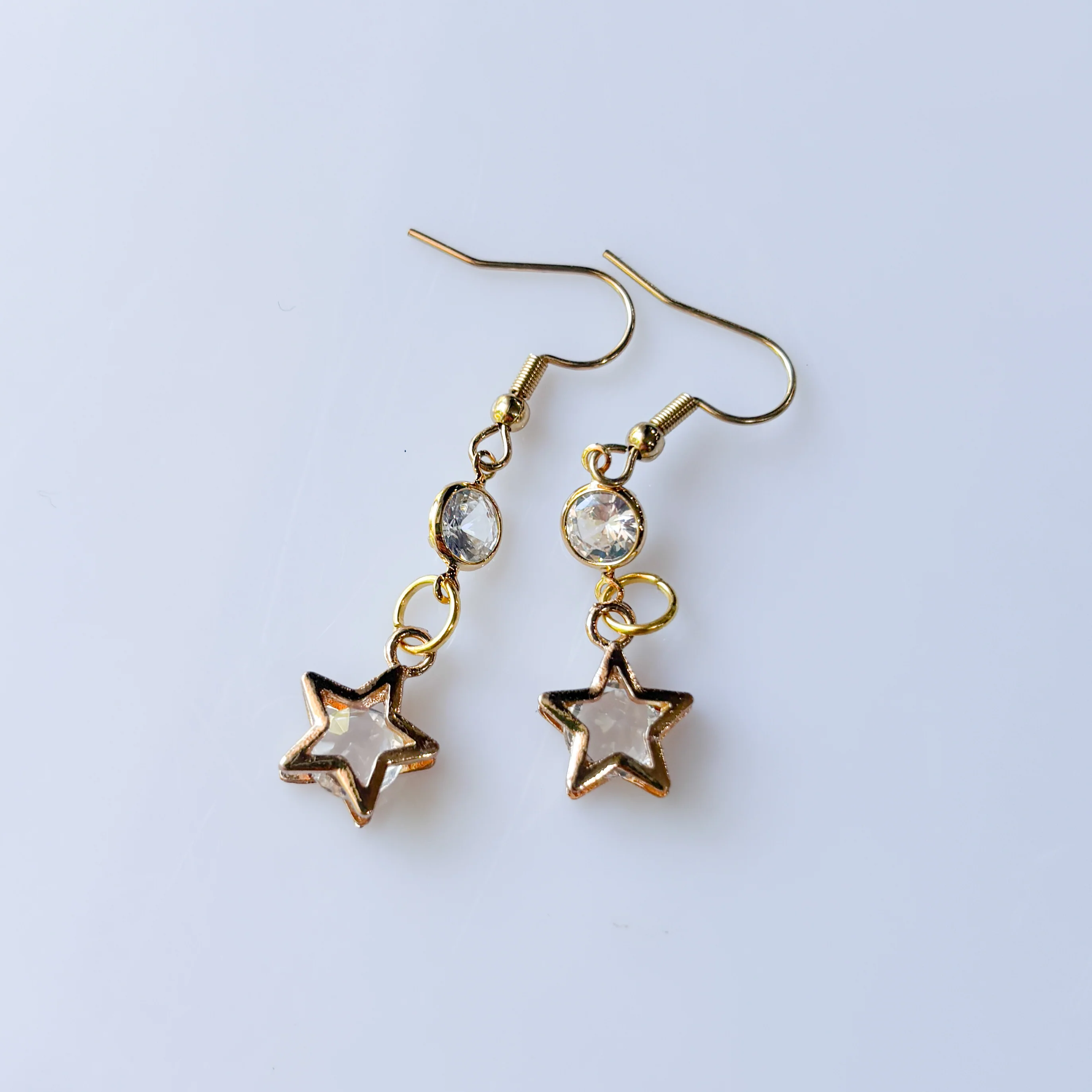 CRYSTAL CIRCLE & STAR CHARM EARRINGS - Image 2