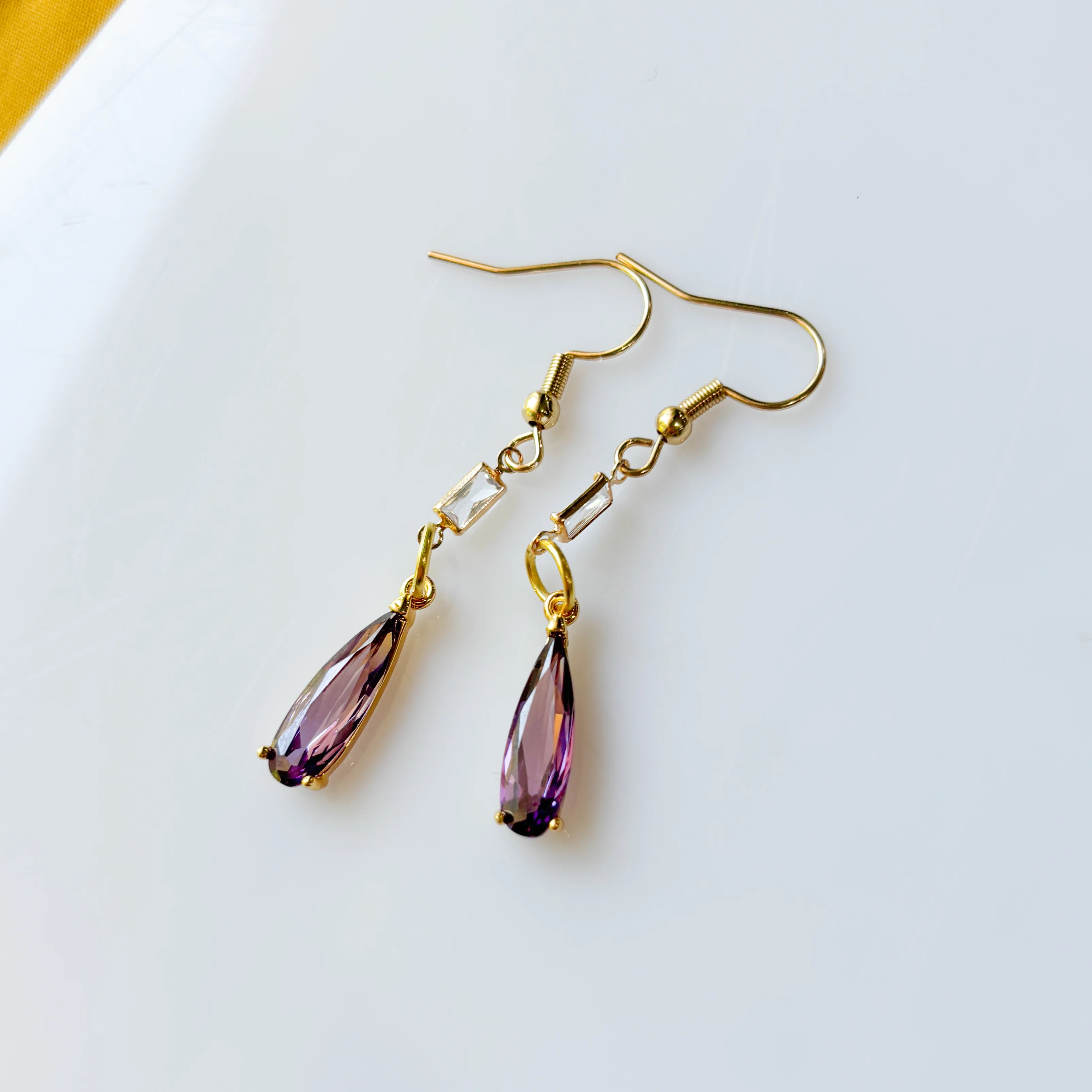PURPLE GEM CHARM EARRINGS - Image 1