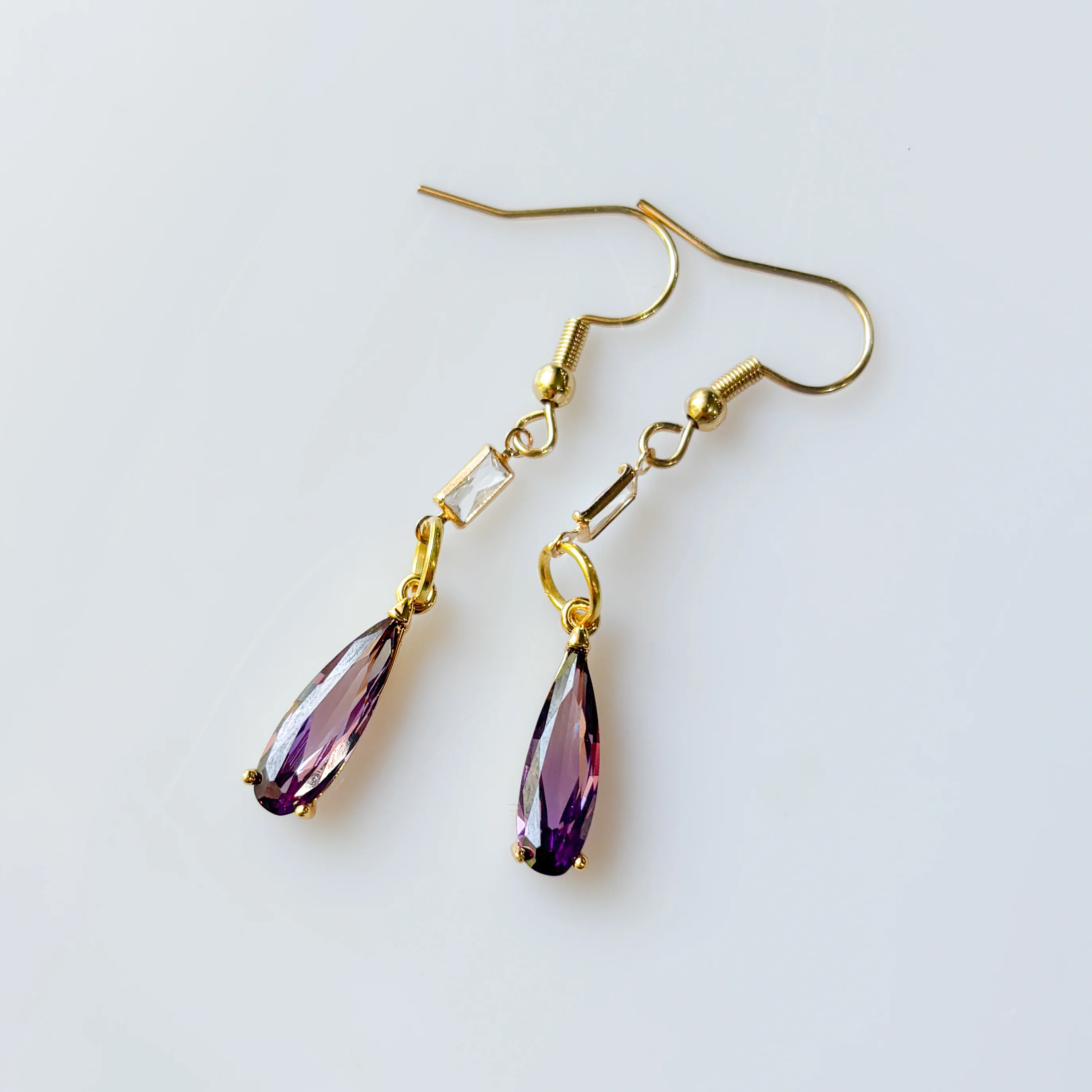 PURPLE GEM CHARM EARRINGS - Image 2