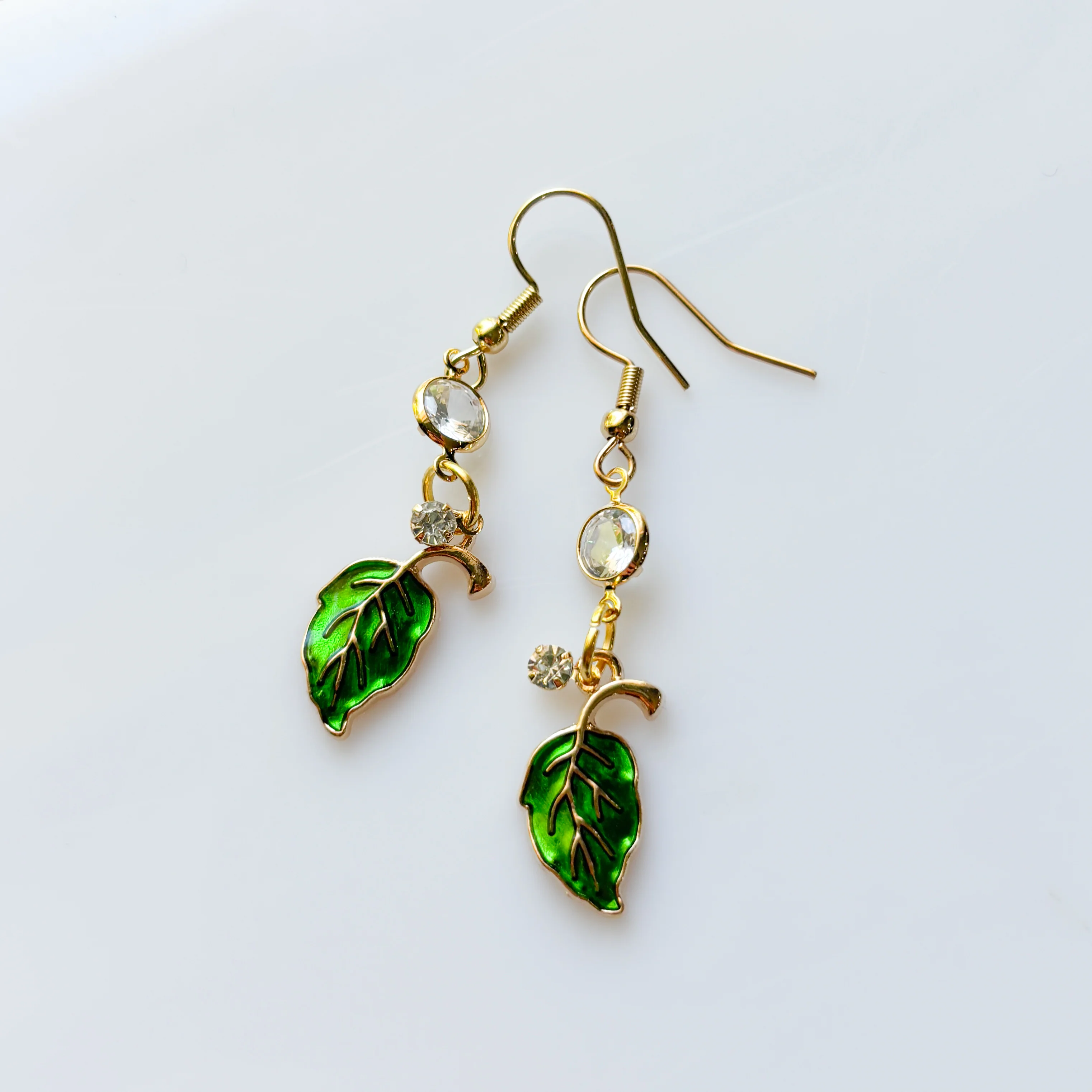 LEAF & GEM CHARM EARRINGS (VERSION 2) - Image 3