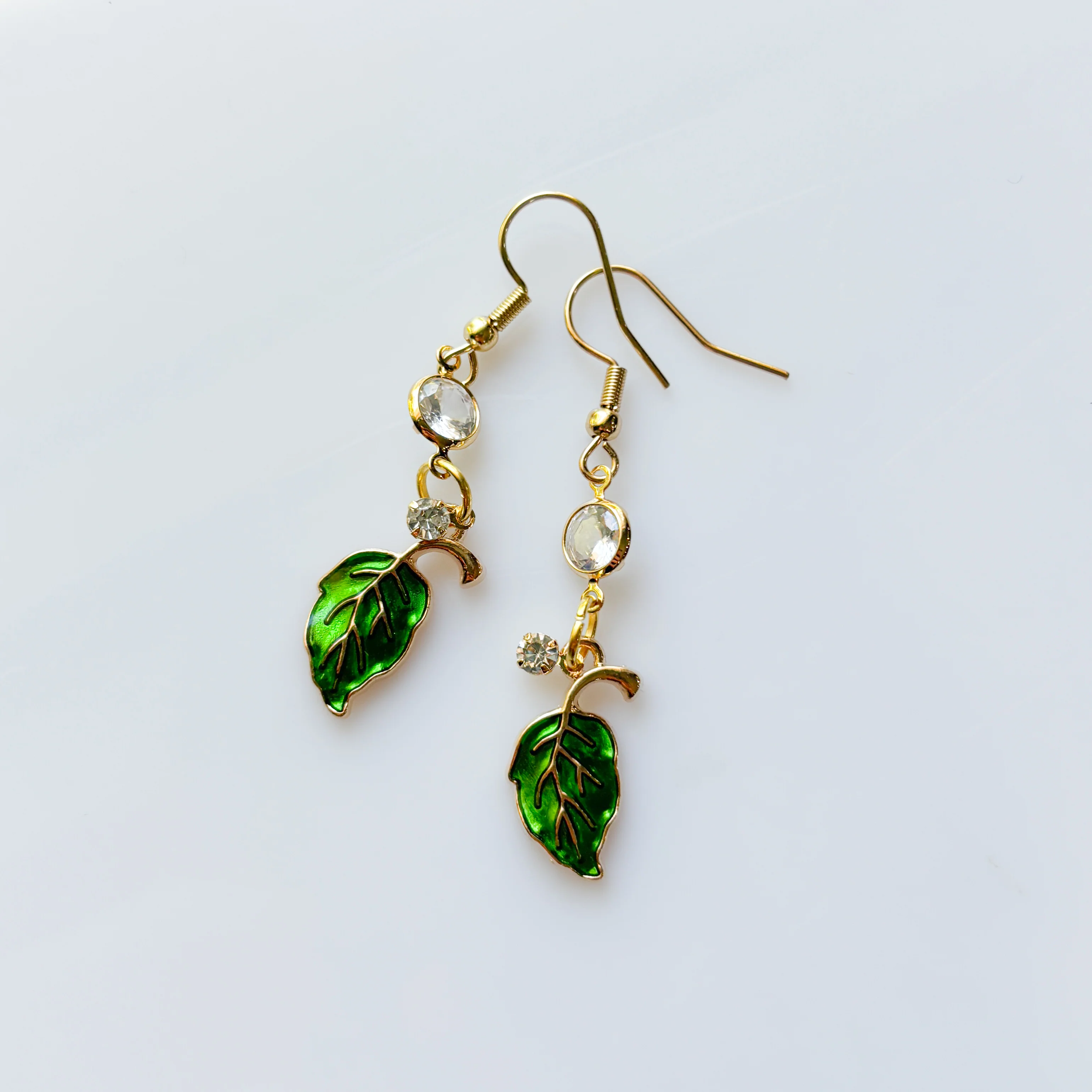 LEAF & GEM CHARM EARRINGS (VERSION 2) - Image 2