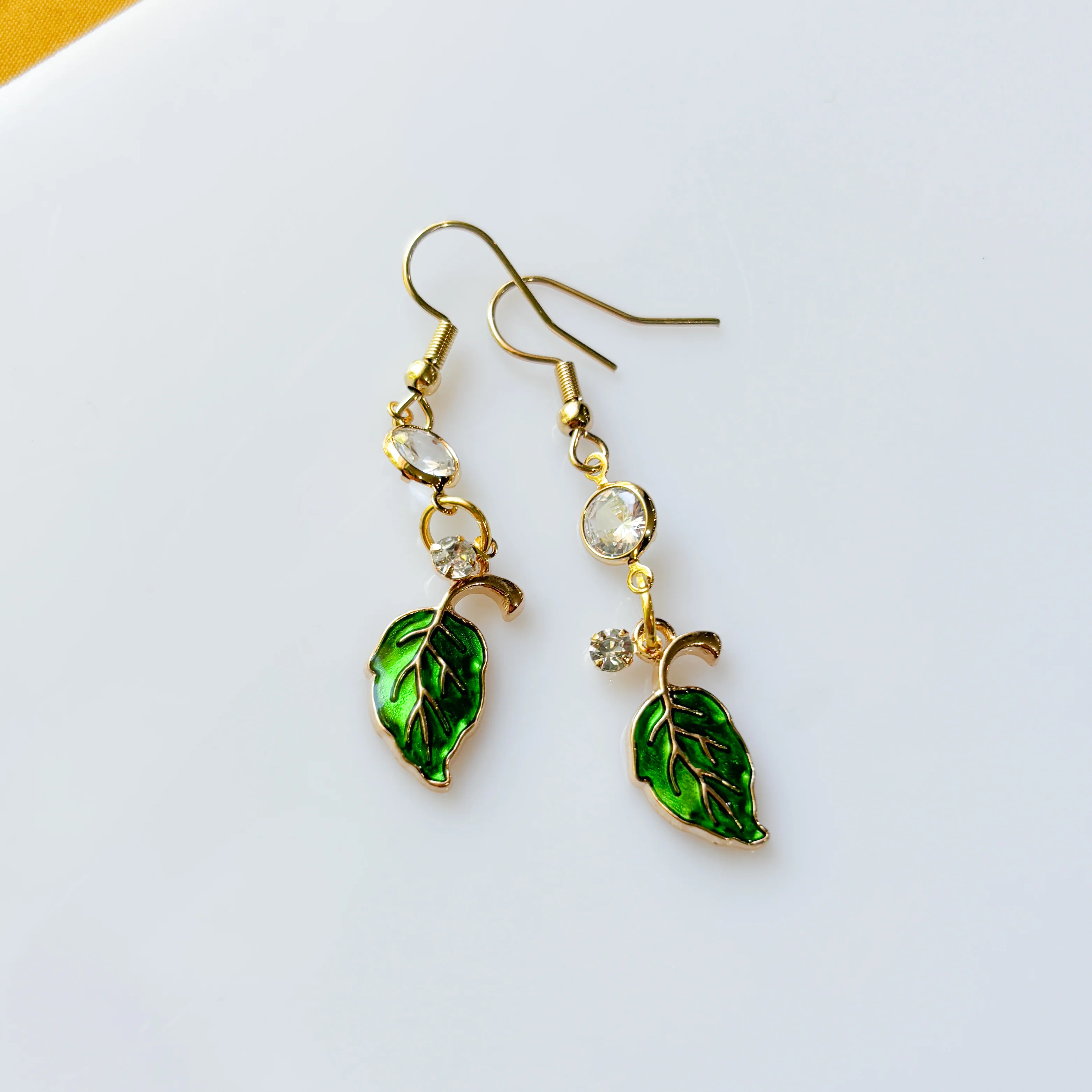 LEAF & GEM CHARM EARRINGS (VERSION 2) - Image 1