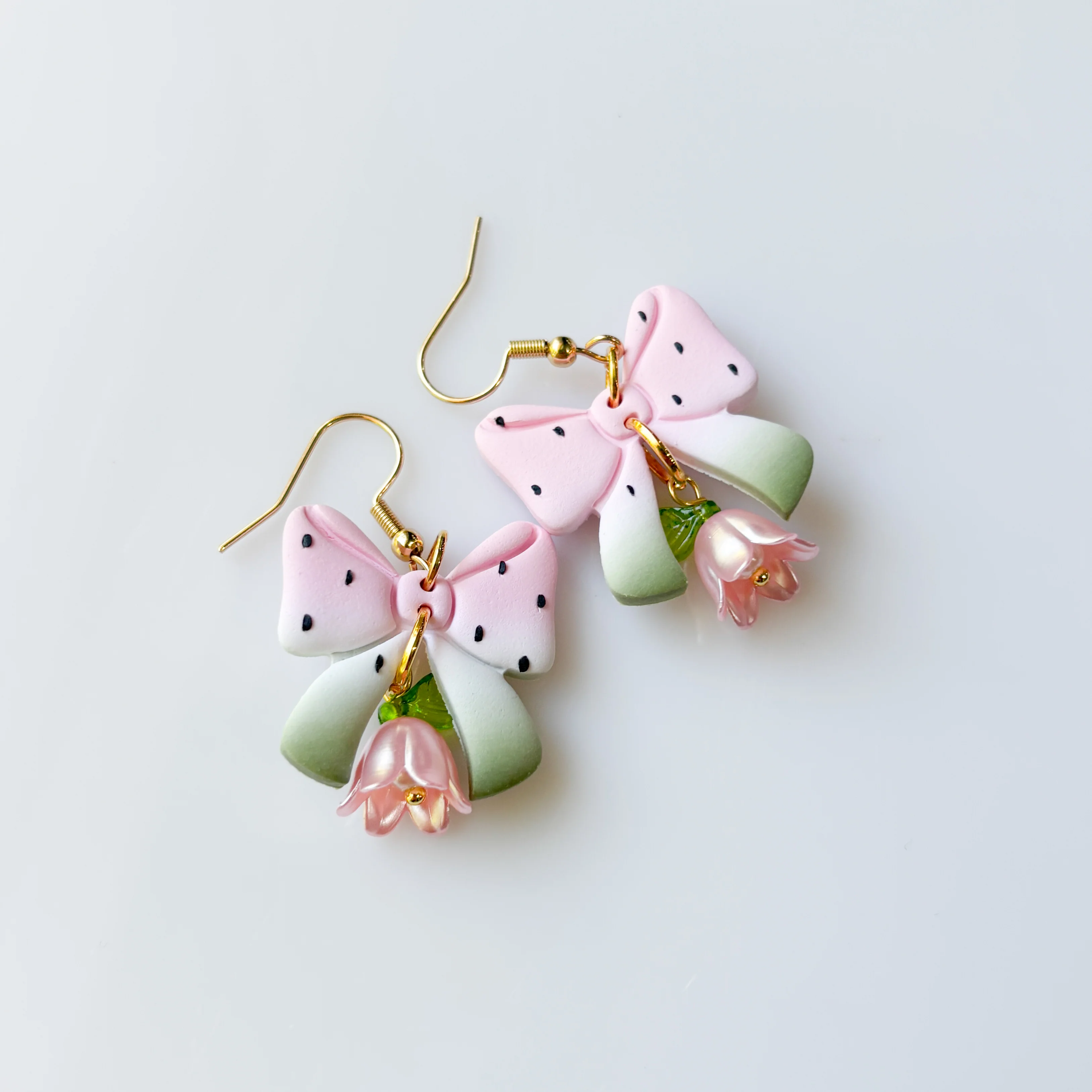PINK WATERMELON BOW EARRINGS - Image 3
