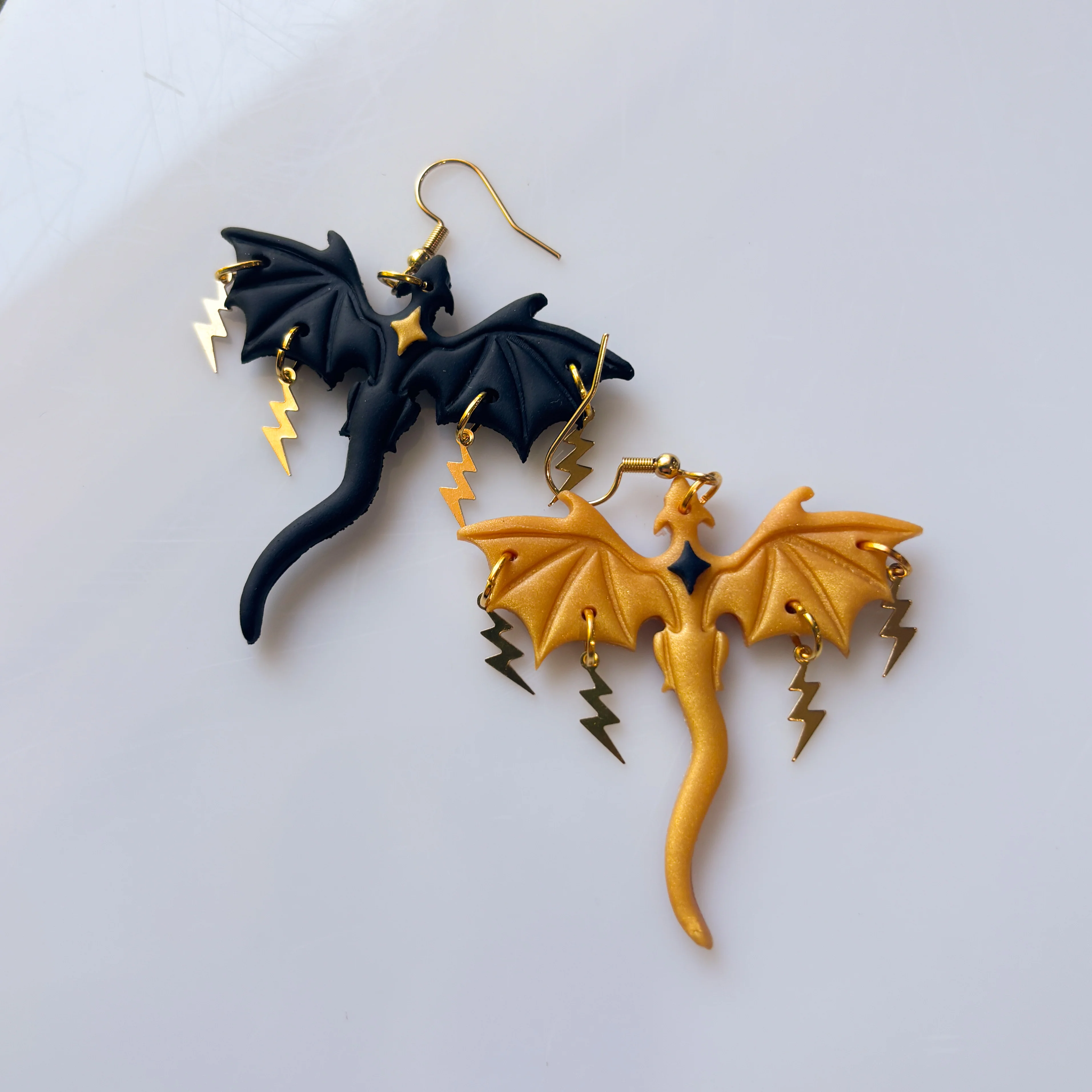 BLACK GOLD MISMATCH DRAGON EARRINGS (LARGE)