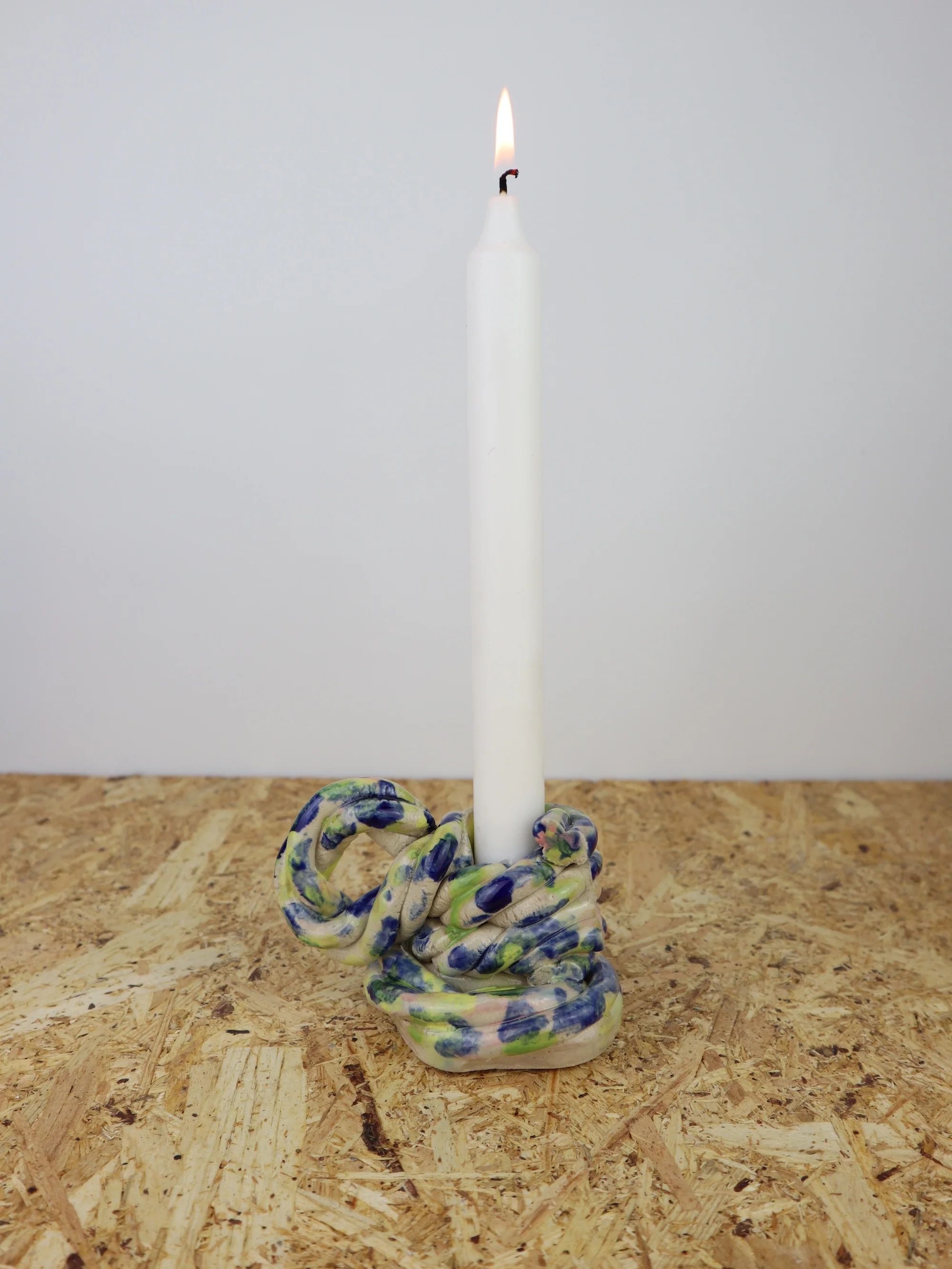 Extruded candle holder- mainly blue and green – nr.03