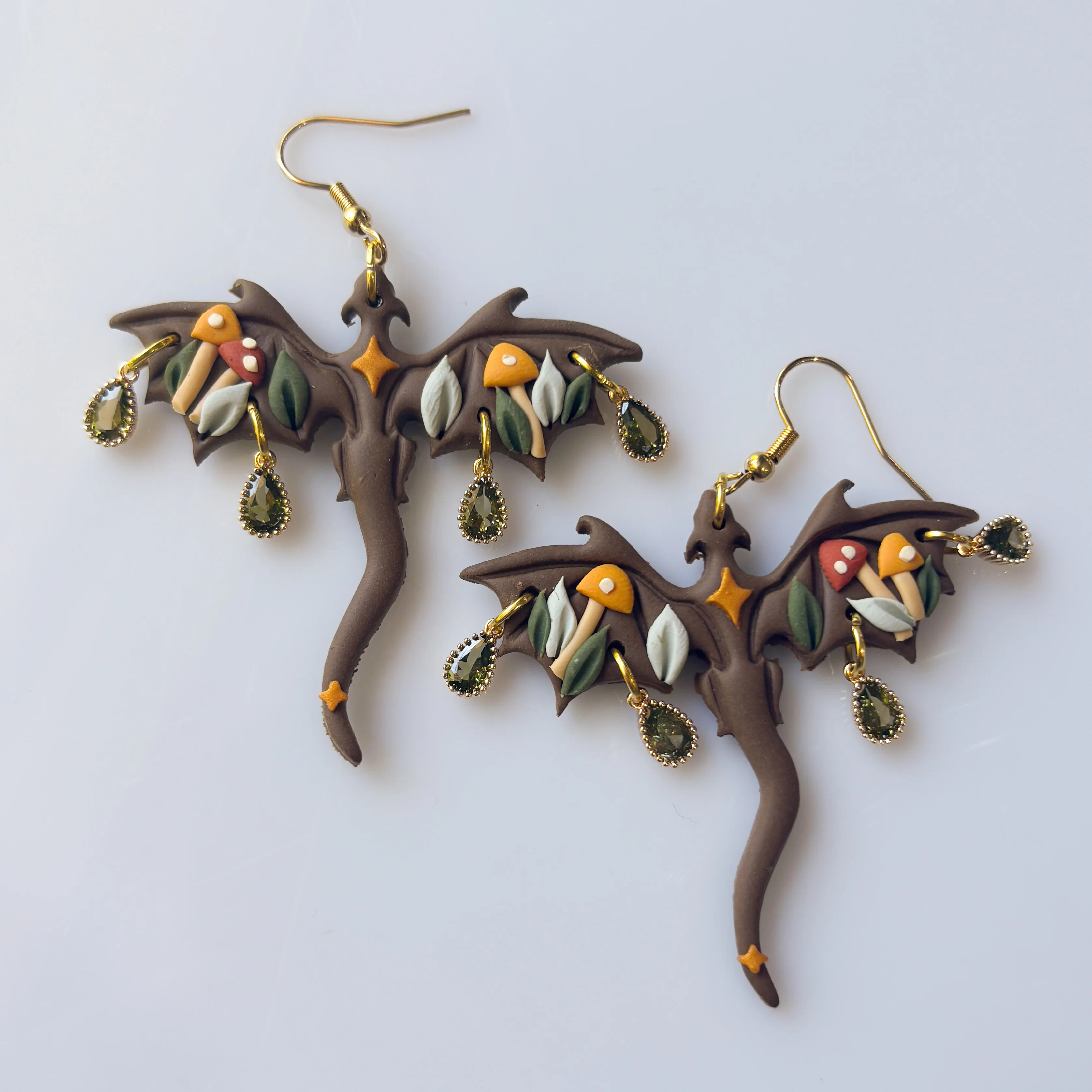 MUSHROOM FOREST DRAGON EARRINGS (LARGE) - Image 3