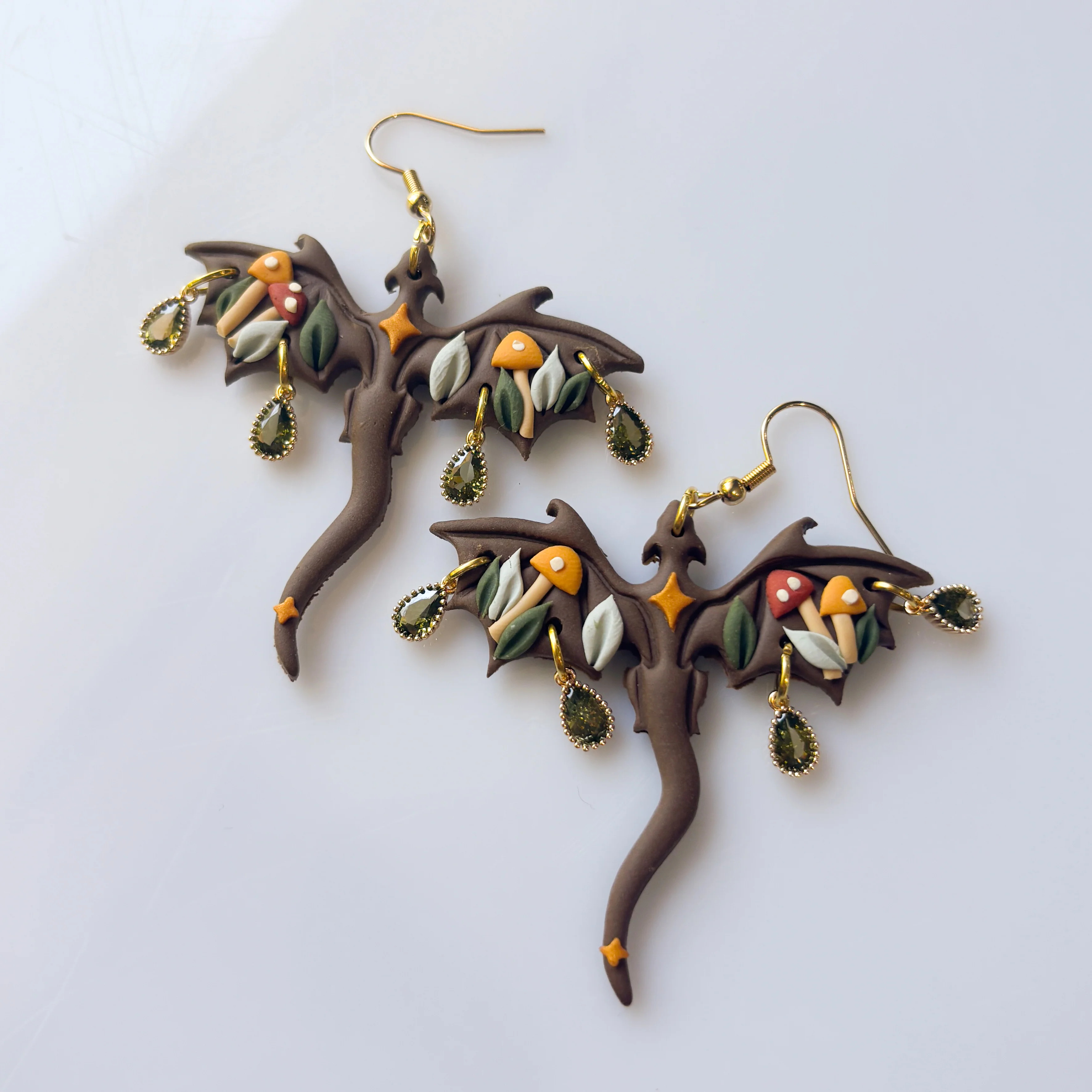 MUSHROOM FOREST DRAGON EARRINGS (LARGE) - Image 2