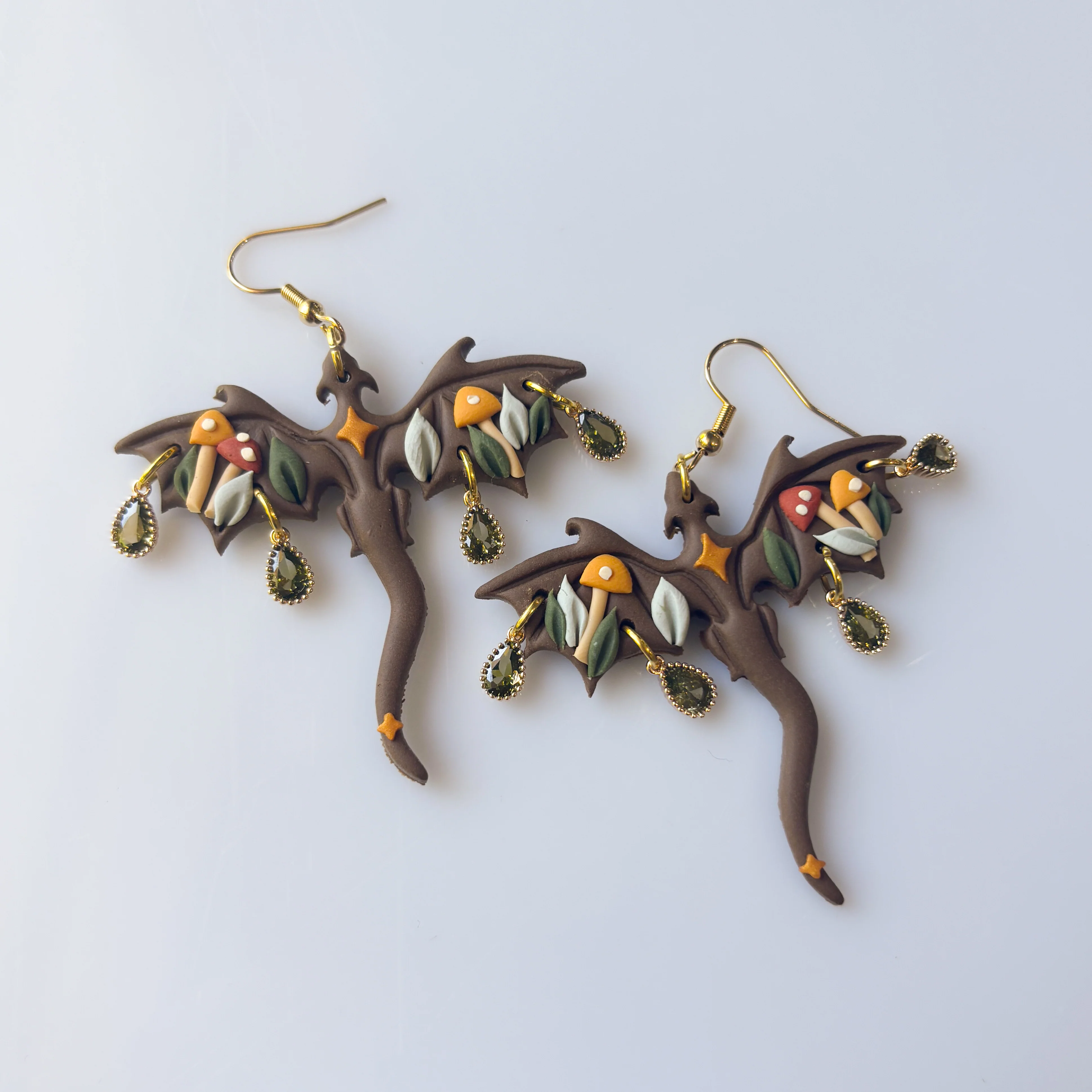 MUSHROOM FOREST DRAGON EARRINGS (LARGE)