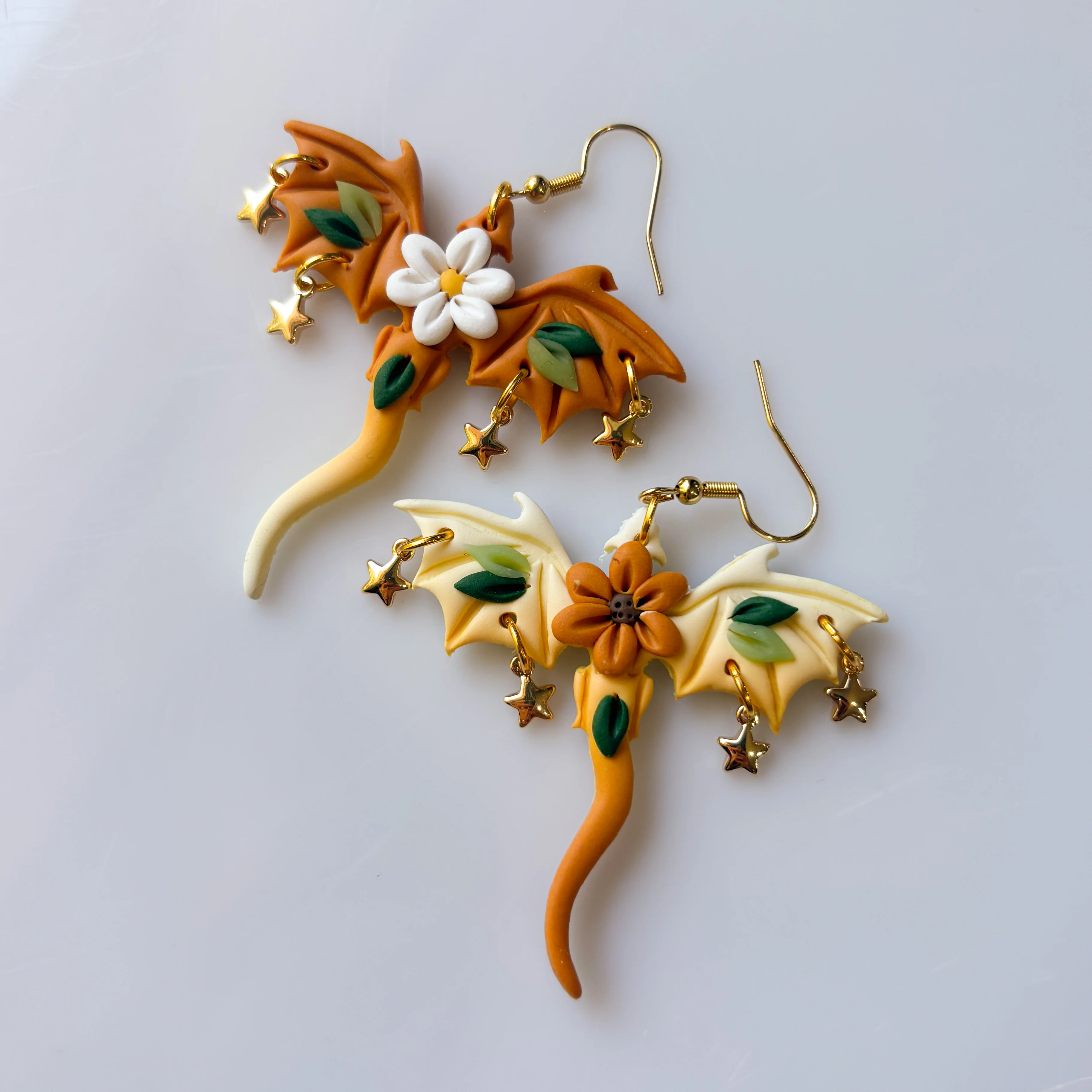 SUNFLOWER DAISY DRAGON EARRINGS (LARGE) - Image 3