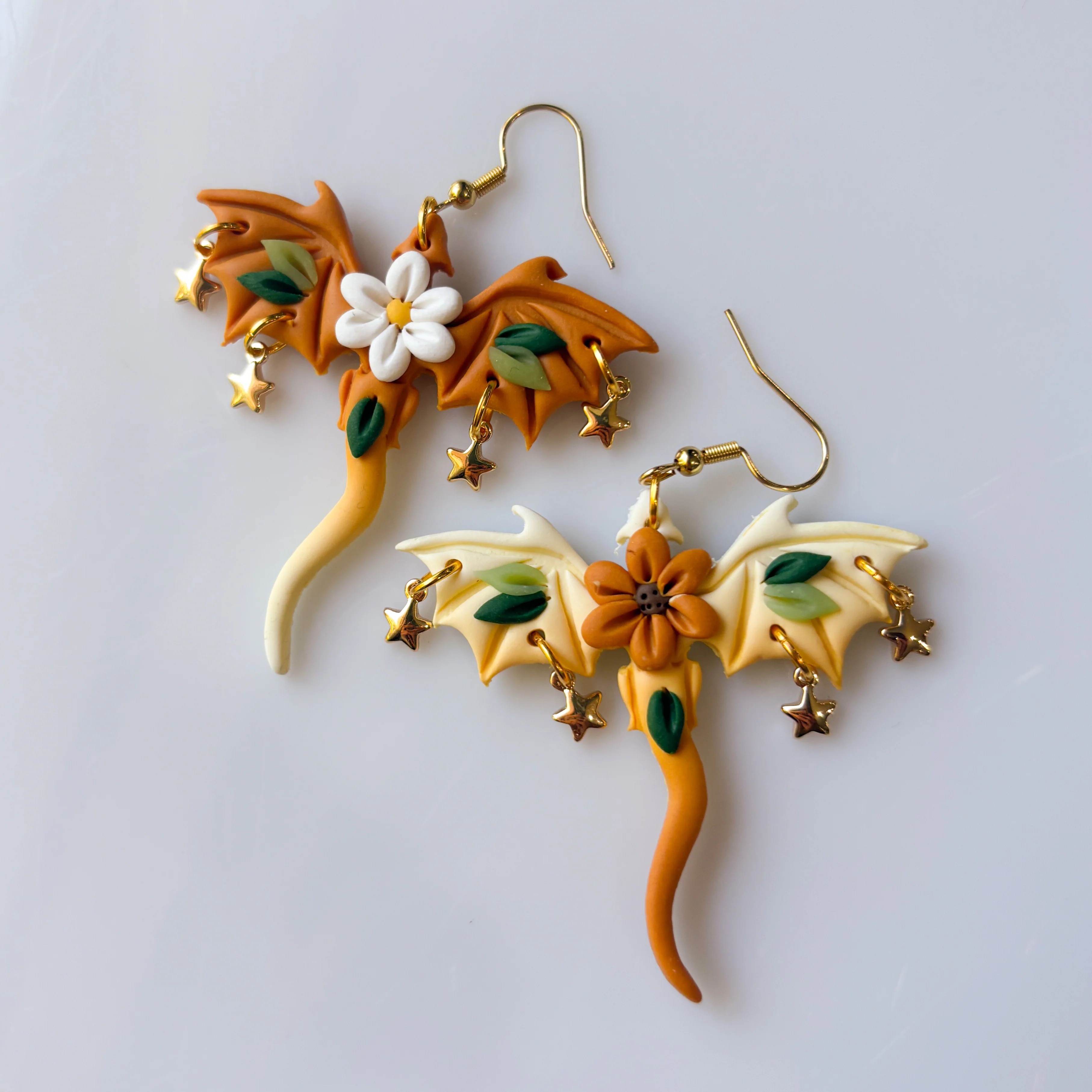SUNFLOWER DAISY DRAGON EARRINGS (LARGE) - Image 2