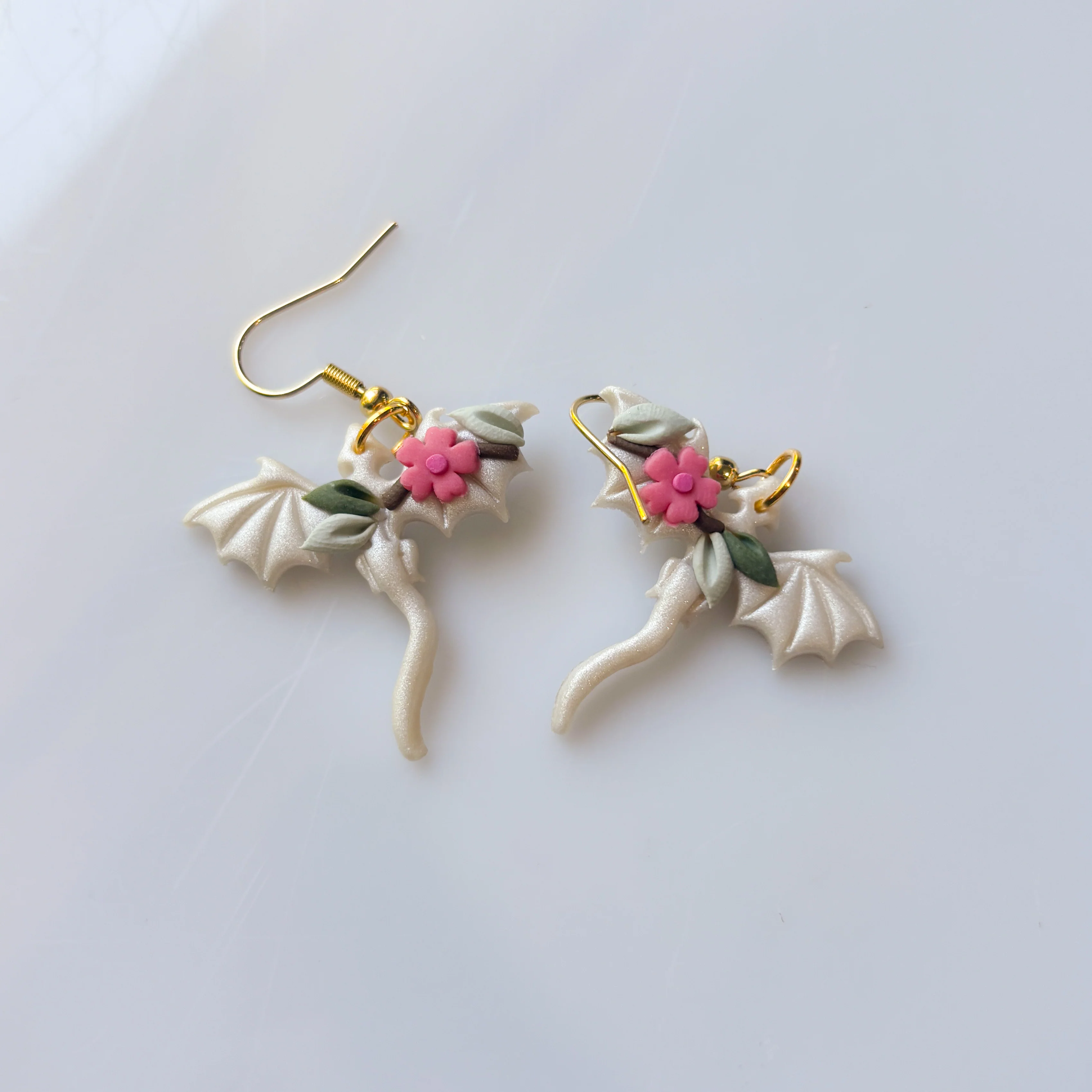 CHERRY BLOSSOM PEARLY DRAGON EARRINGS (MINI)