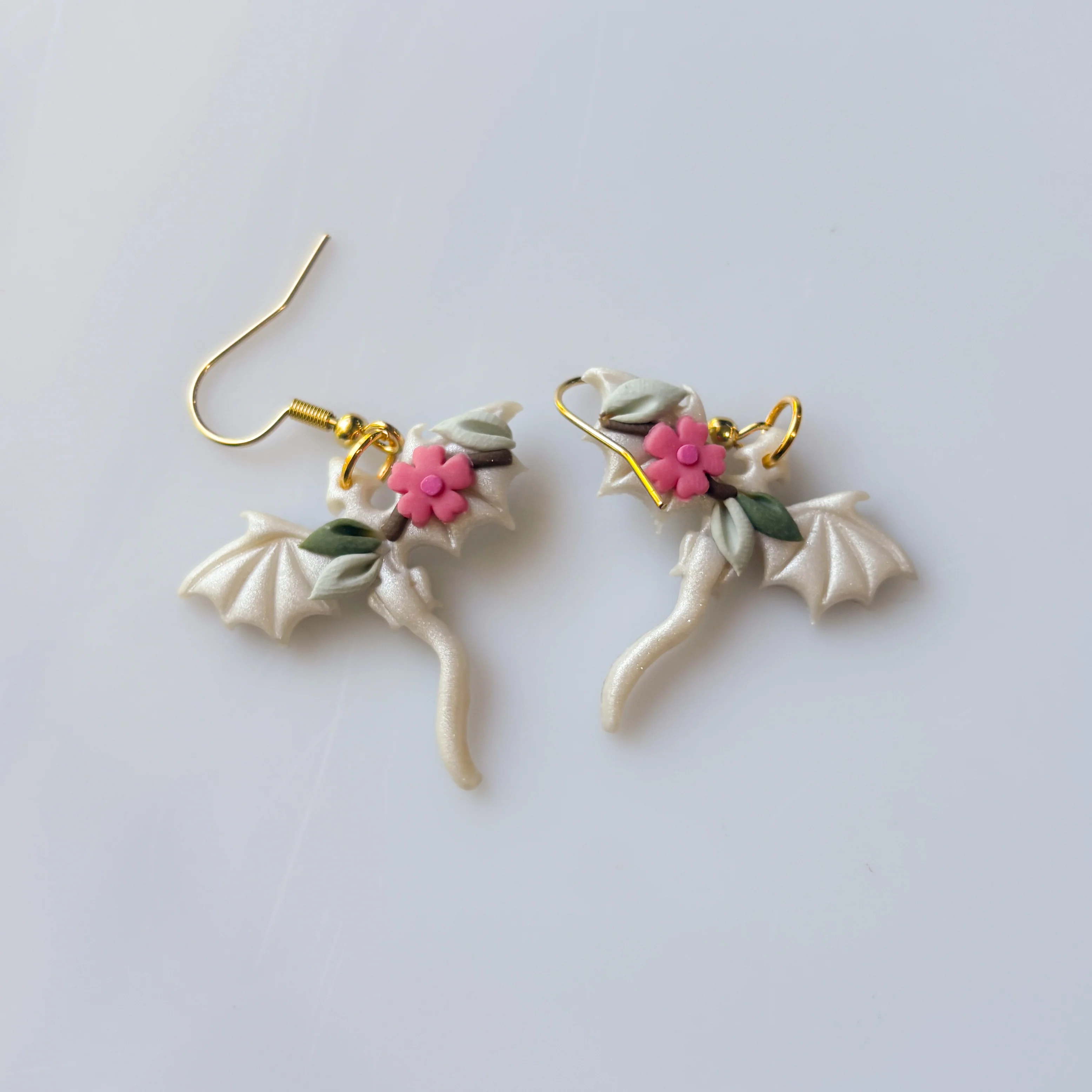 CHERRY BLOSSOM PEARLY DRAGON EARRINGS (MINI) - Image 2