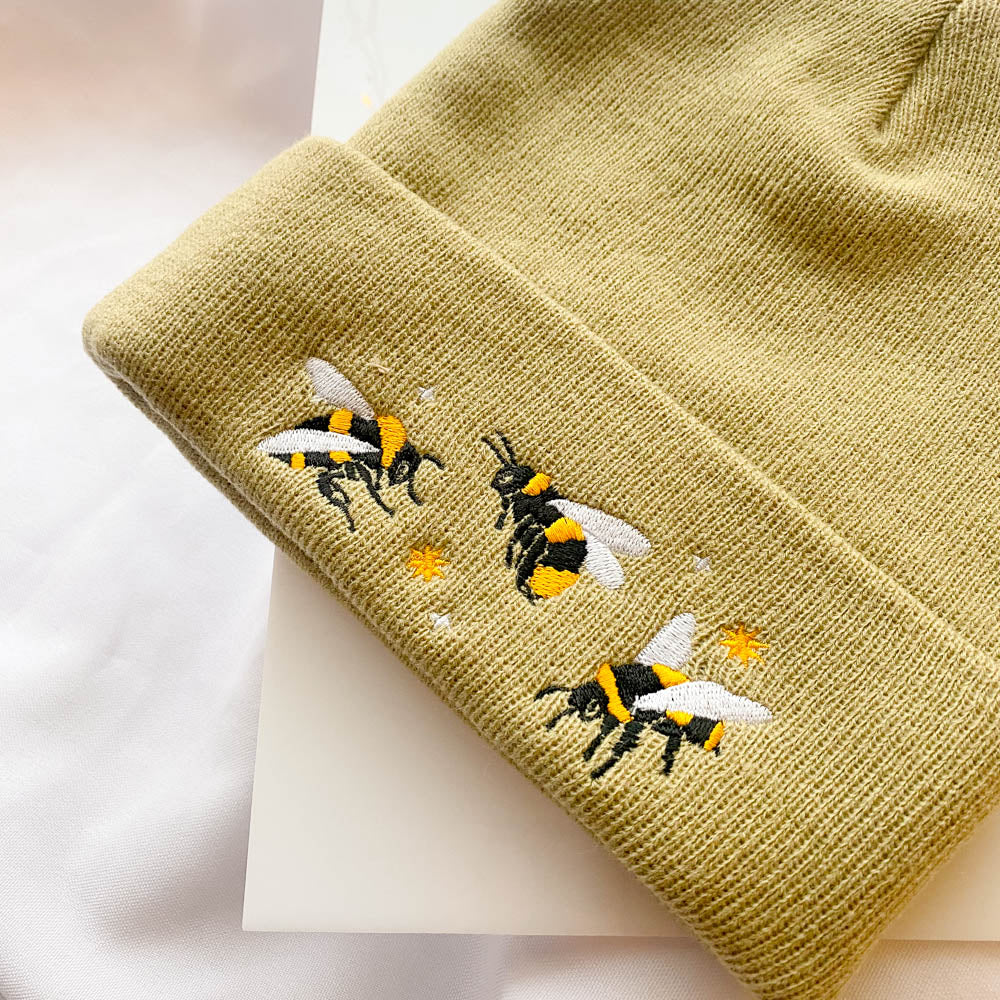 BEES & SPARKLES TAN BEANIE - Image 3