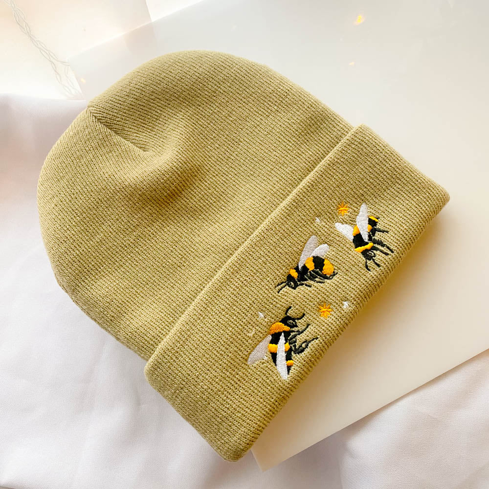 BEES & SPARKLES TAN BEANIE - Image 2