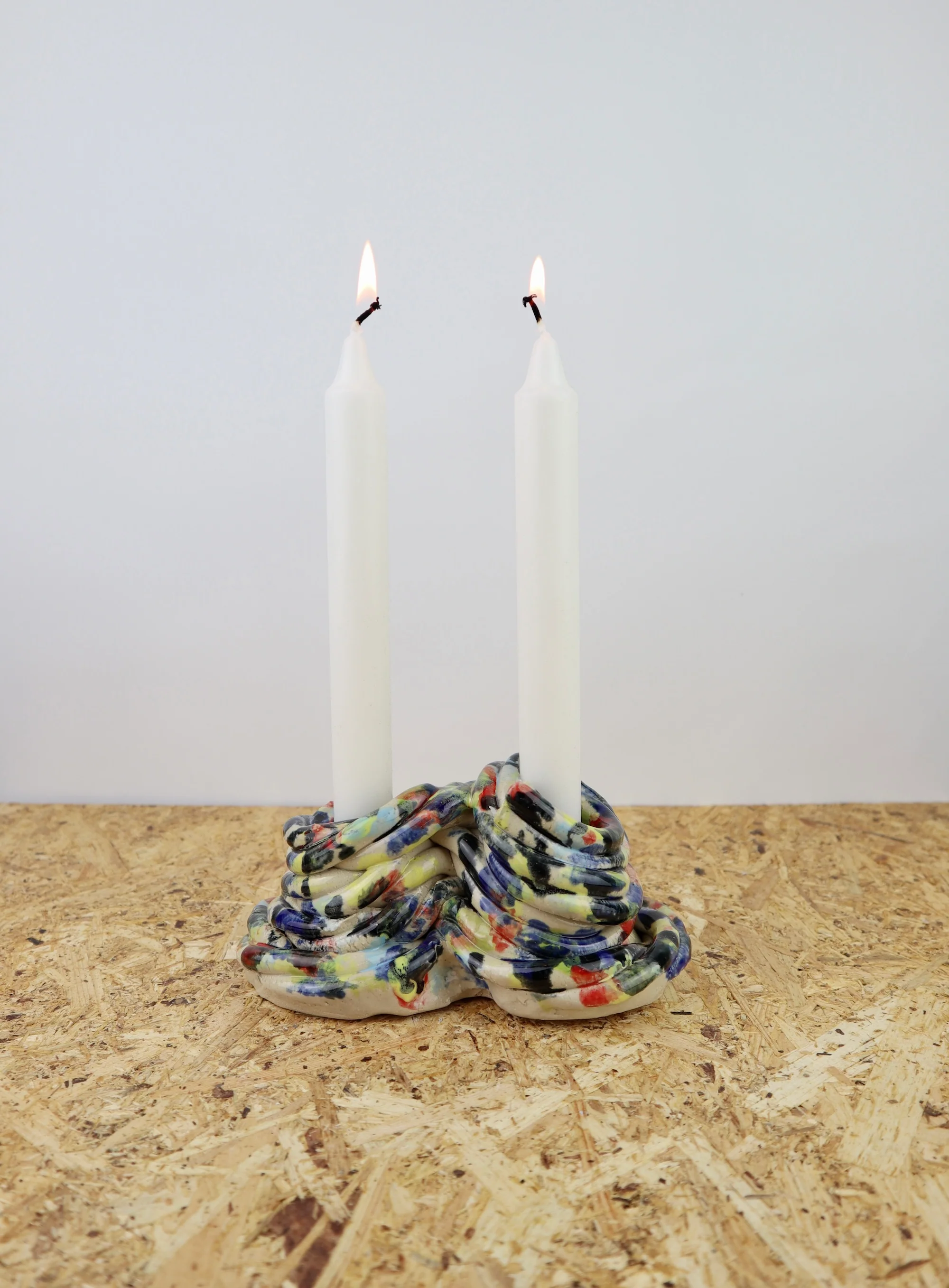 Extruded candle holder- multi color- romantic duo