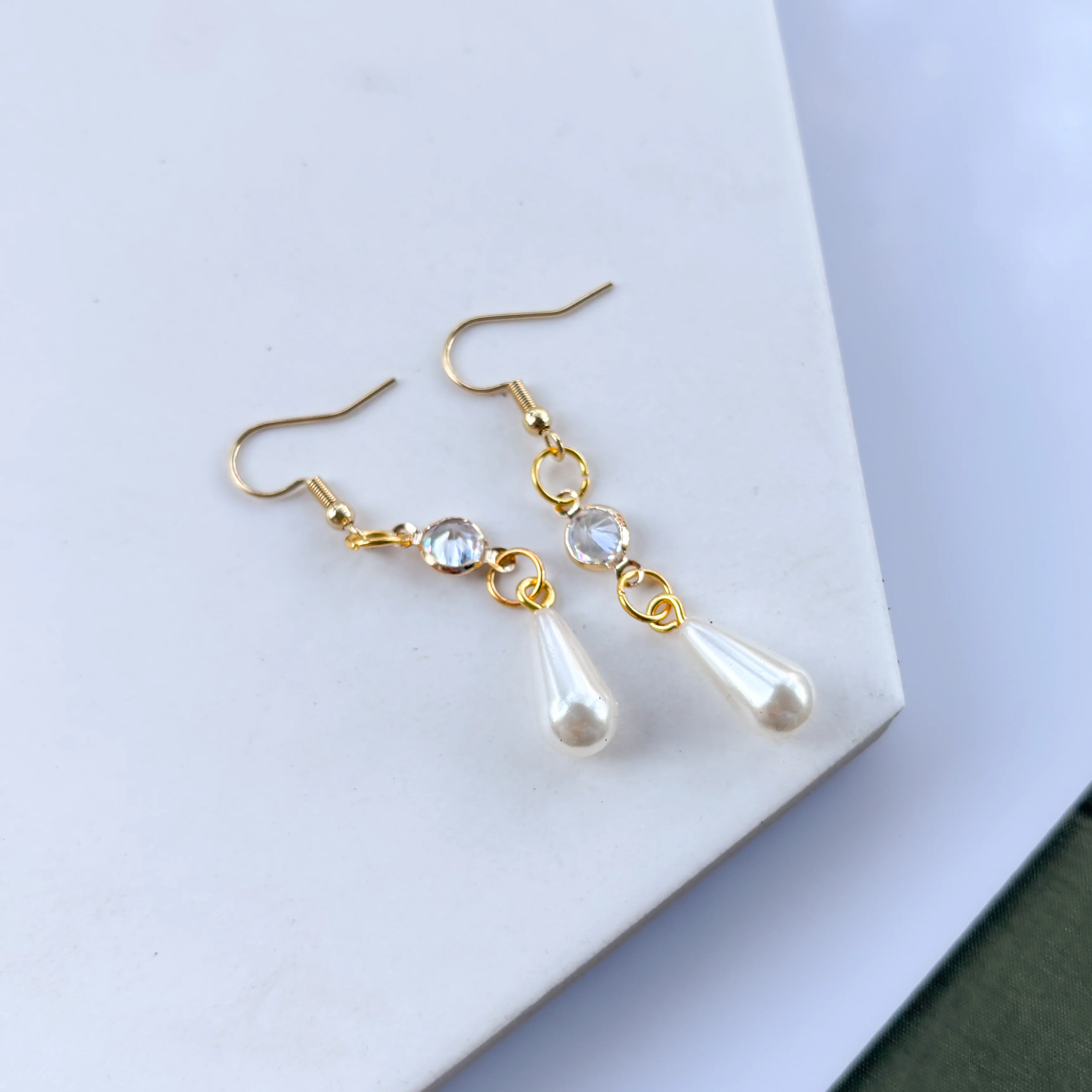 PEARL GEM DROP CHARM EARRINGS - Image 2