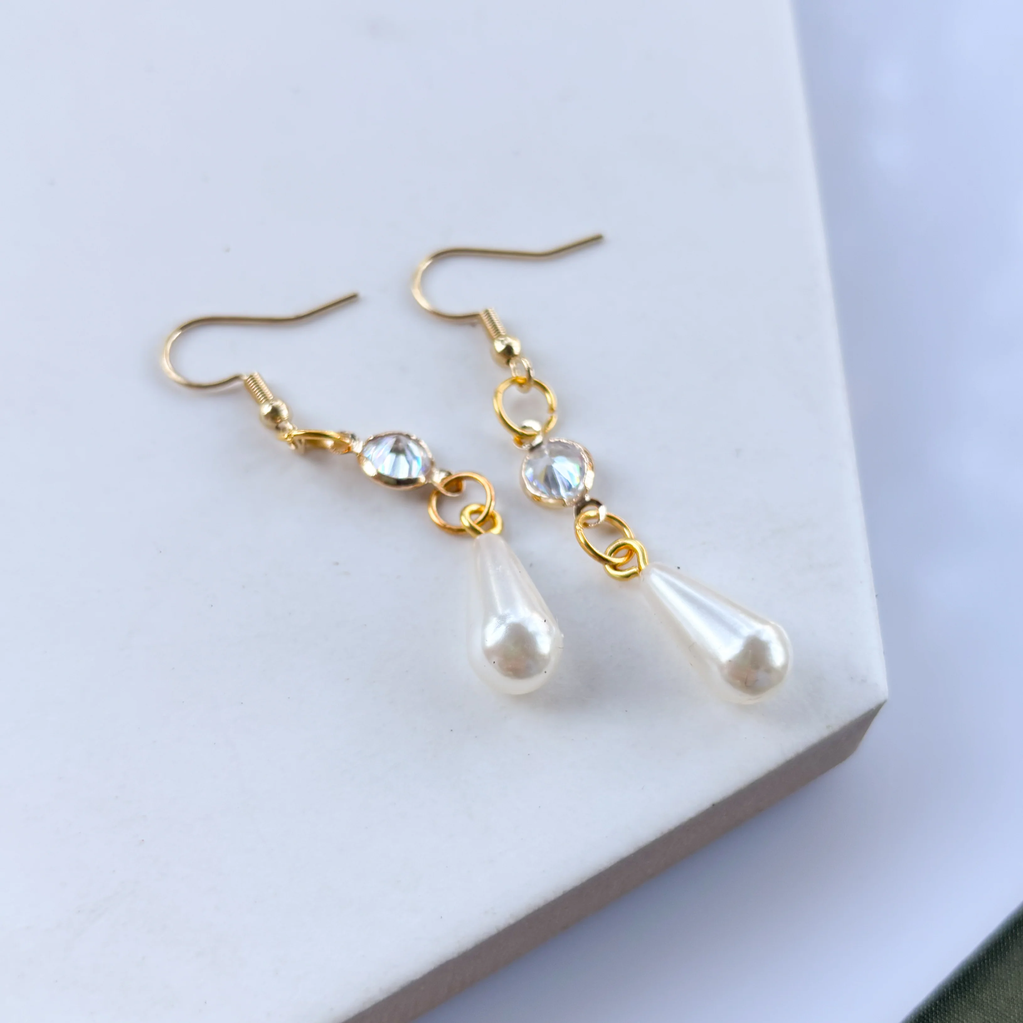 PEARL GEM DROP CHARM EARRINGS - Image 3