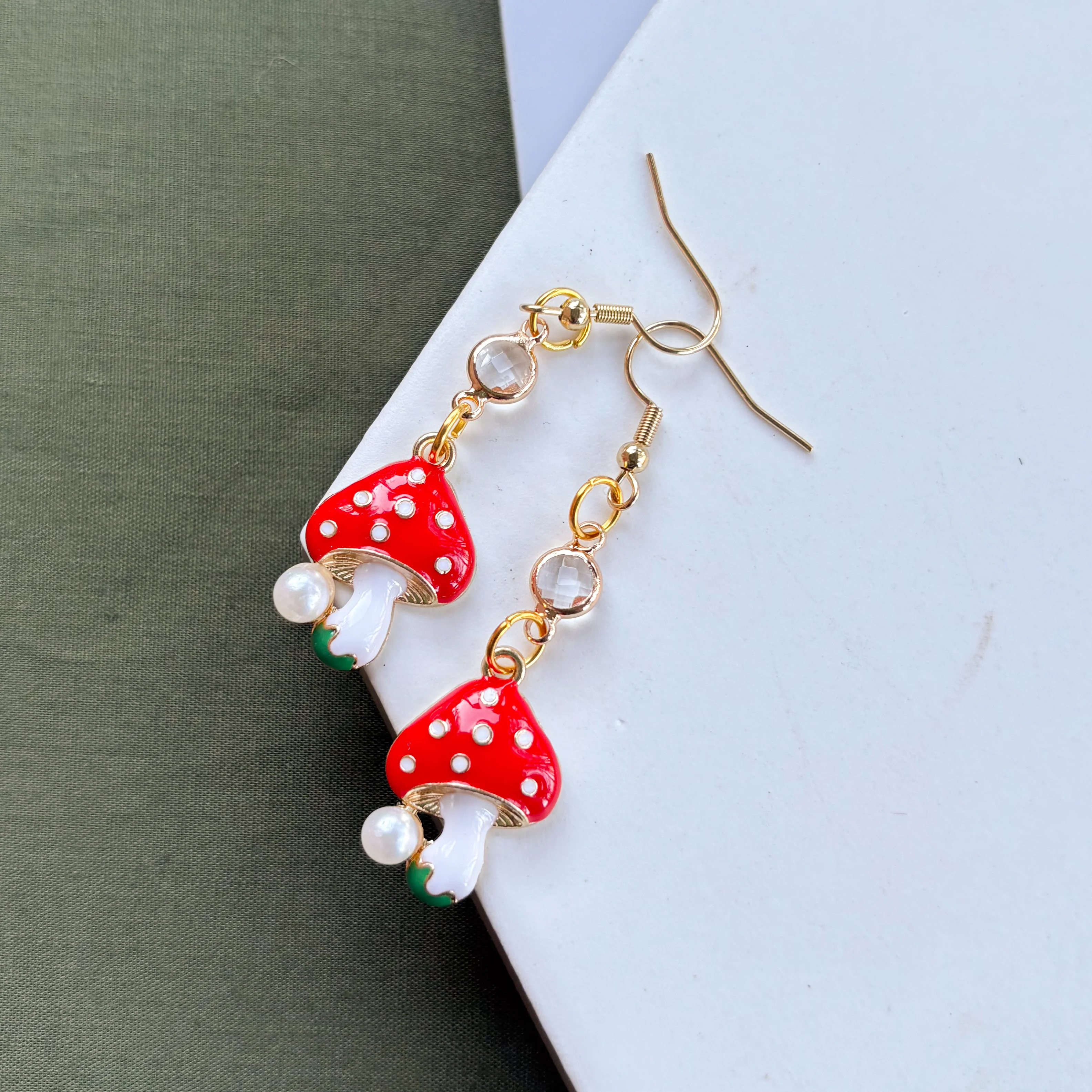 MUSHROOM & GEM CHARM EARRINGS - Image 2