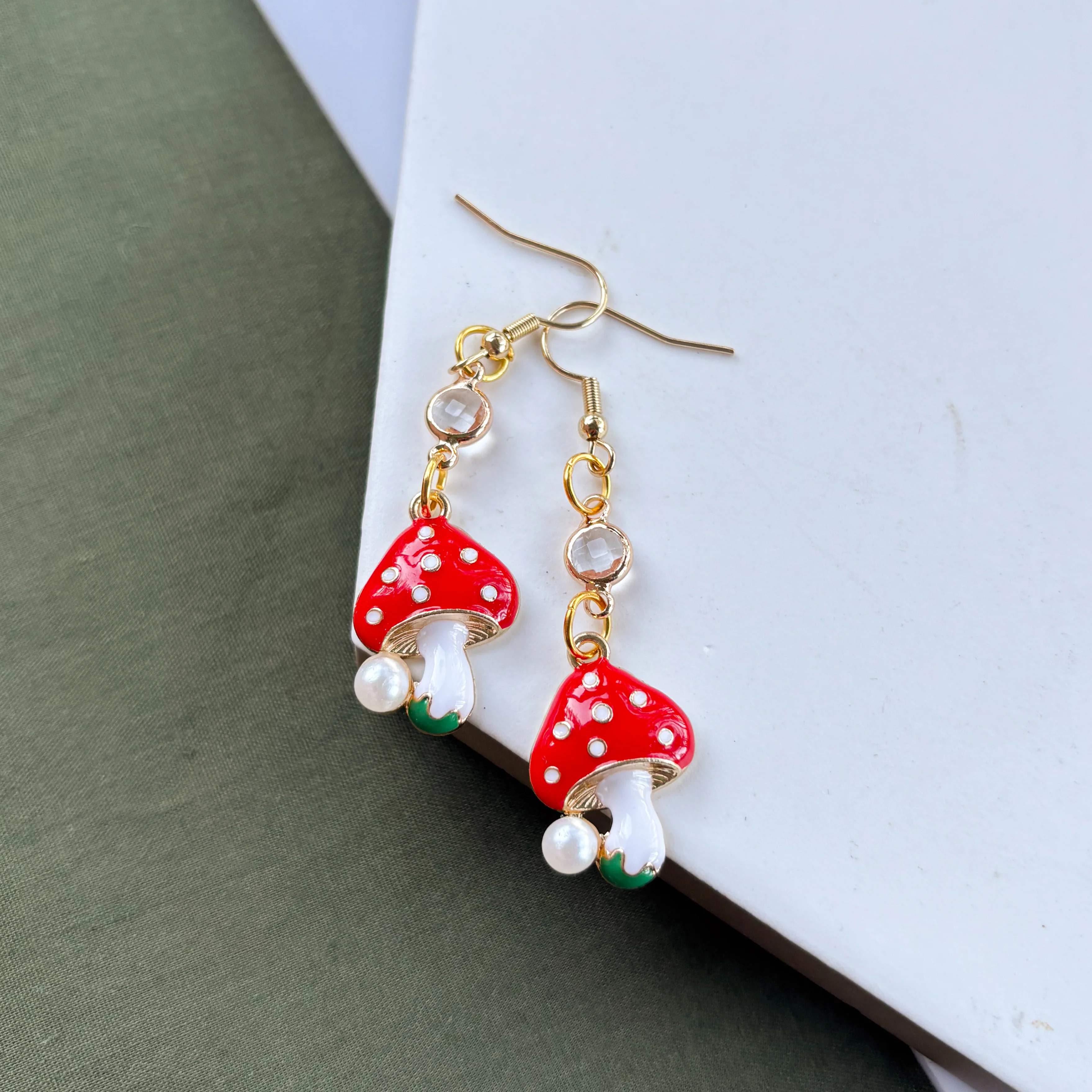 MUSHROOM & GEM CHARM EARRINGS - Image 3