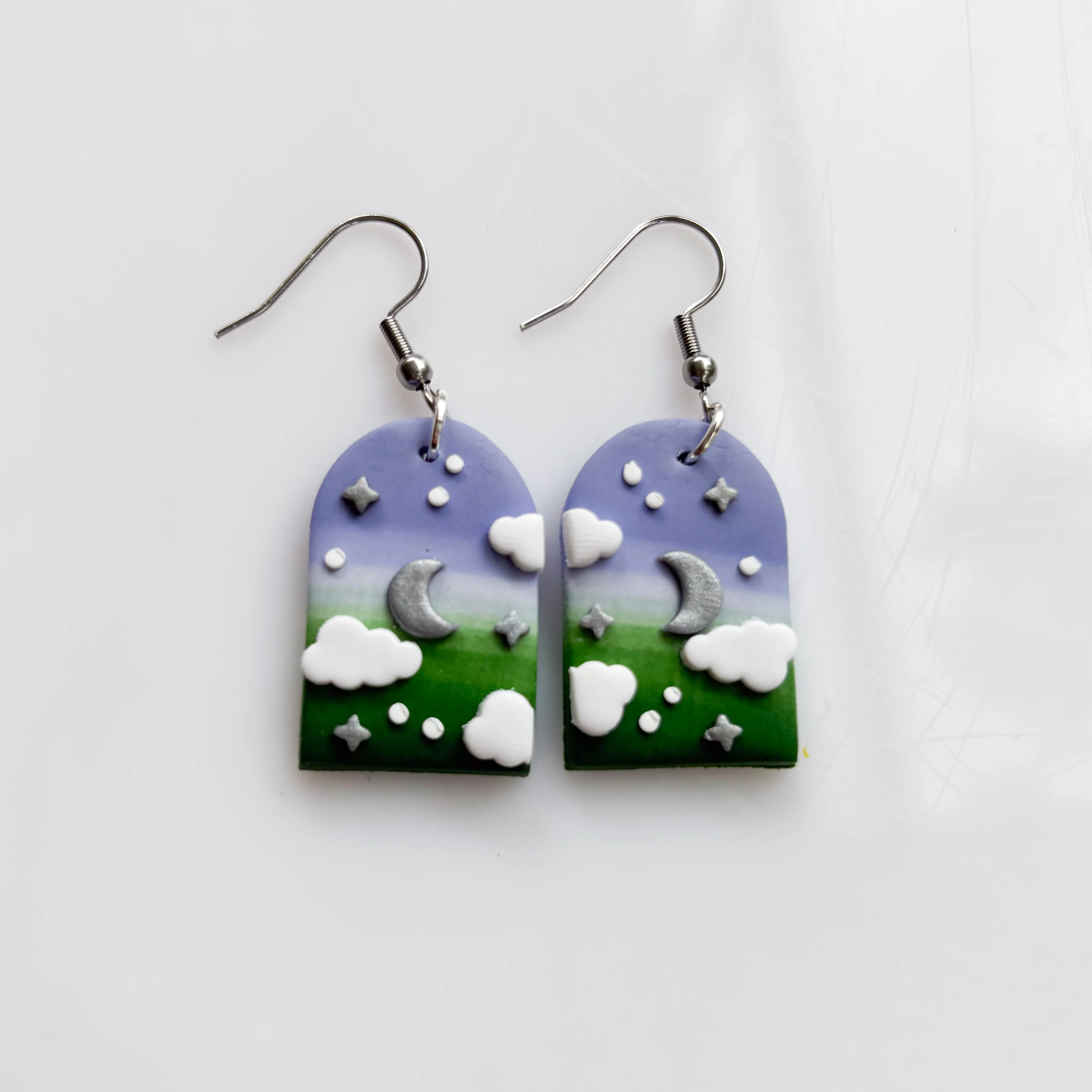 GENDERQUEER PRIDE EARRINGS (CLOUDY ARCHES) - Image 2