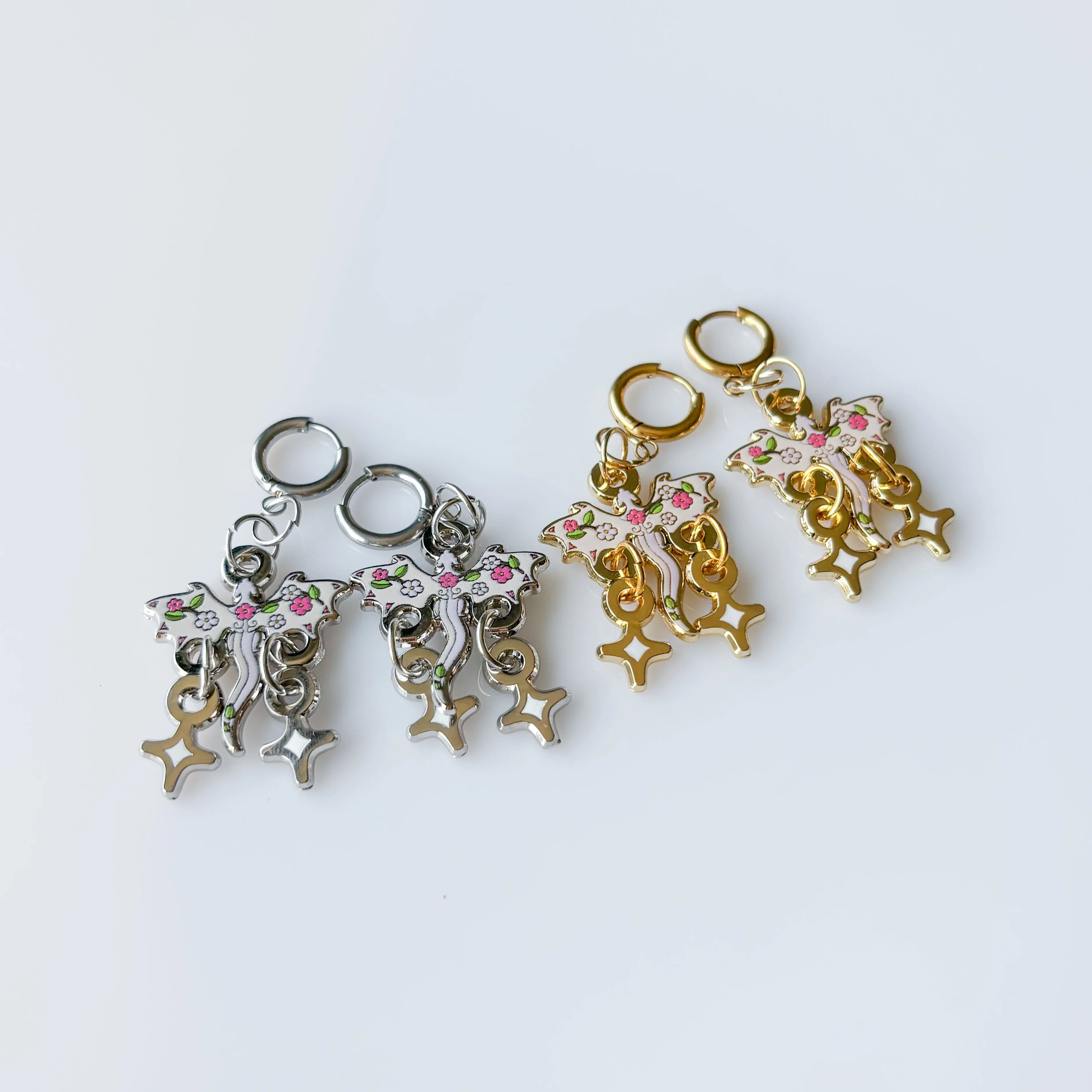 DISCOUNTED – CHERRY BLOSSOM DRAGON METAL EARRINGS